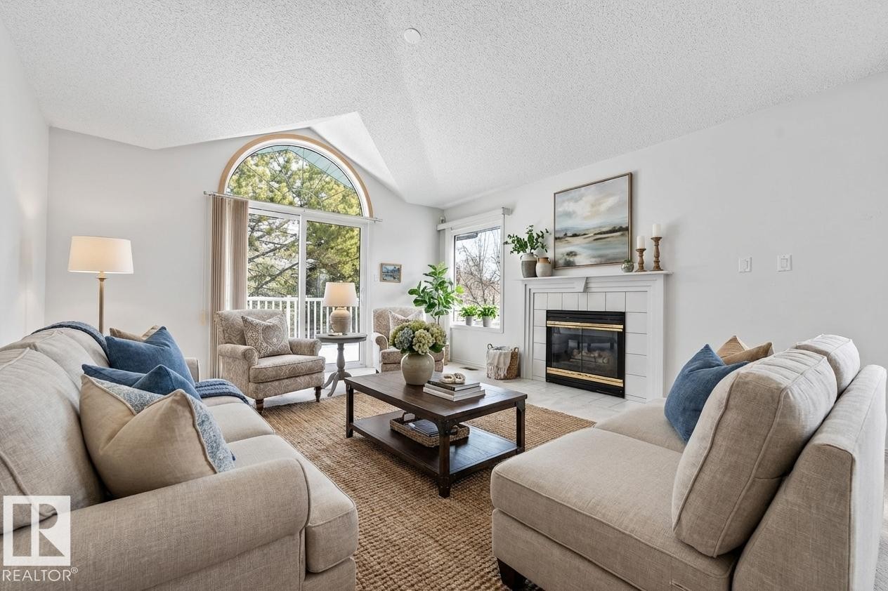 156 Oeming Road, Edmonton, AB - Indoor Photo Showing Living Room With Fireplace