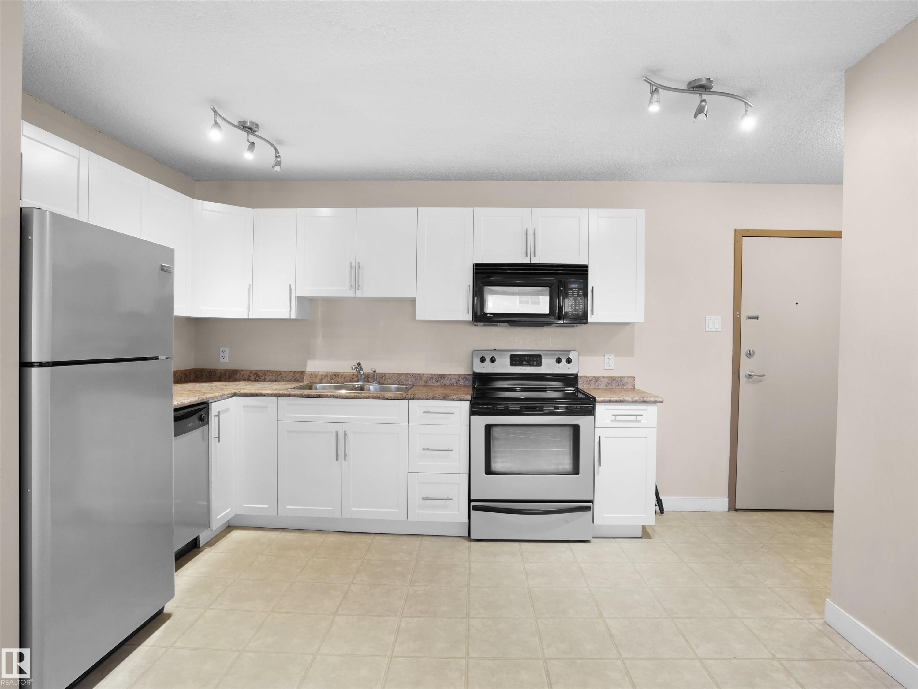 #307 9710 105 St Nw, Edmonton, AB - Indoor Photo Showing Kitchen With Double Sink