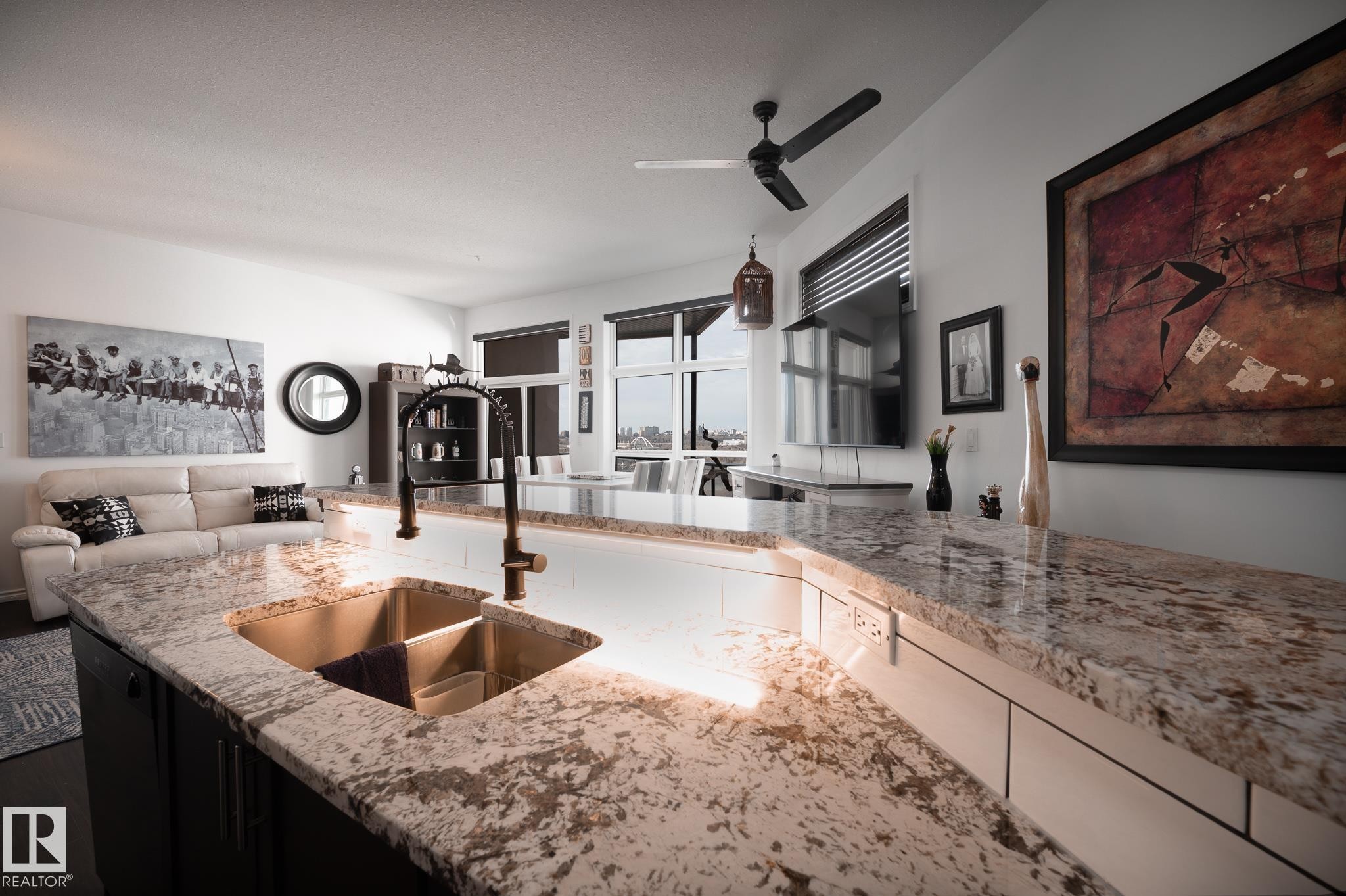 412 9503 101 Avenue, Edmonton, AB - Indoor Photo Showing Kitchen With Double Sink