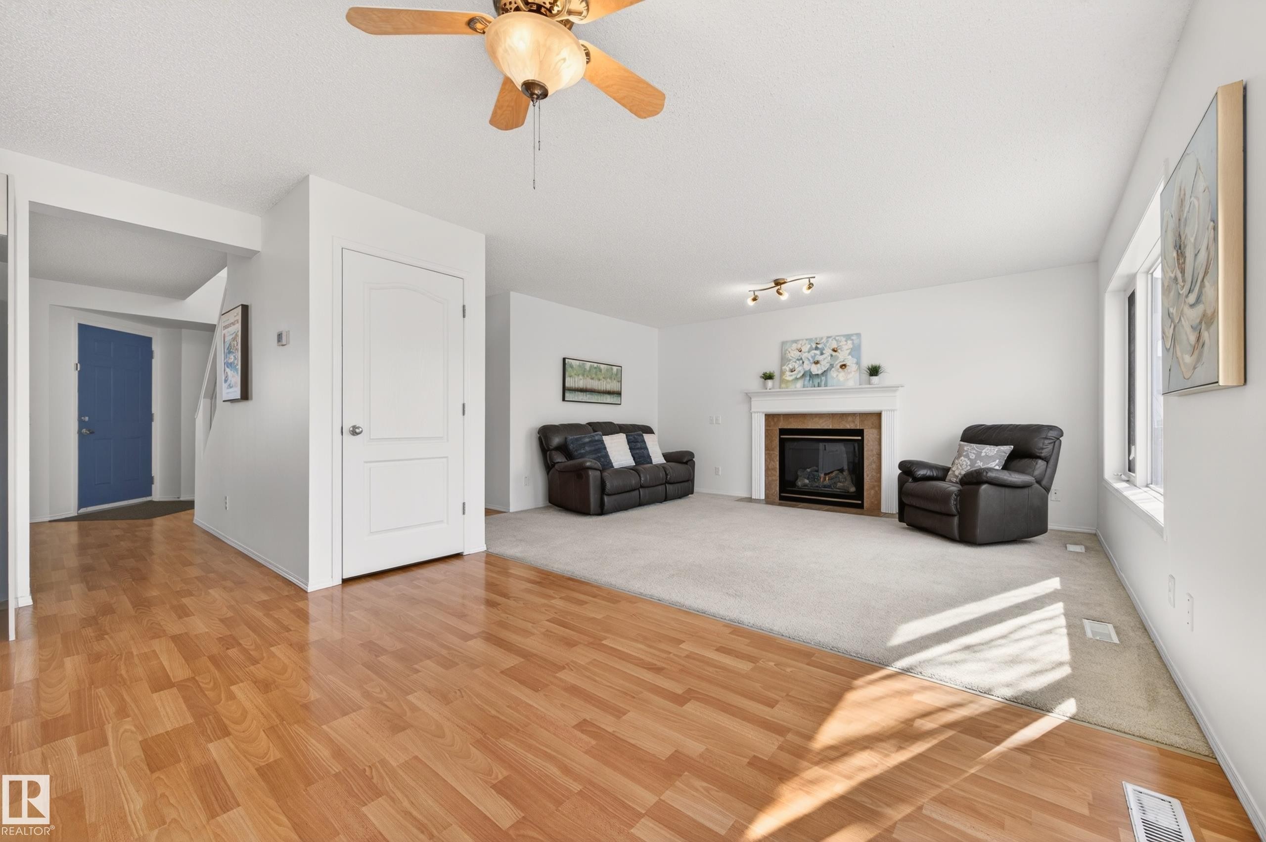 19019 49 Avenue, Edmonton, AB - Indoor Photo Showing Living Room With Fireplace