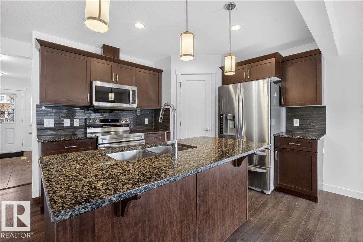 20315 43 Avenue, Edmonton, AB - Indoor Photo Showing Kitchen With Stainless Steel Kitchen With Double Sink With Upgraded Kitchen