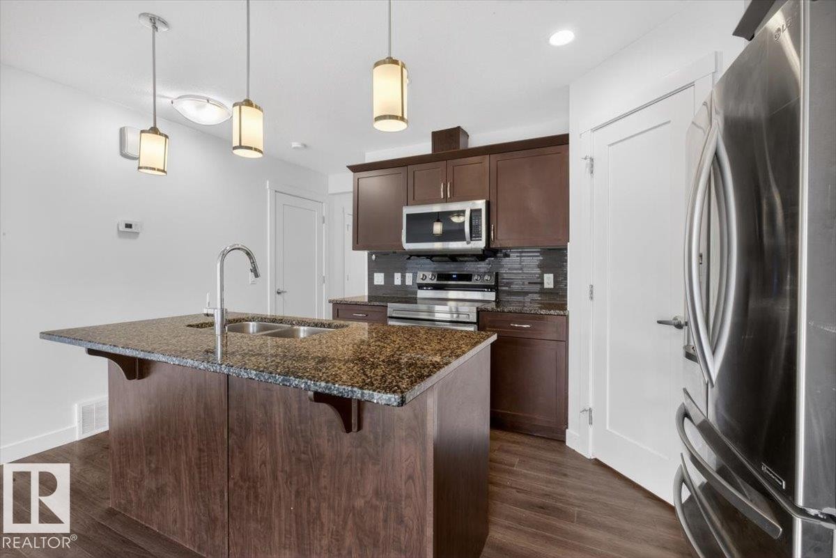 20315 43 Avenue, Edmonton, AB - Indoor Photo Showing Kitchen With Stainless Steel Kitchen With Double Sink With Upgraded Kitchen