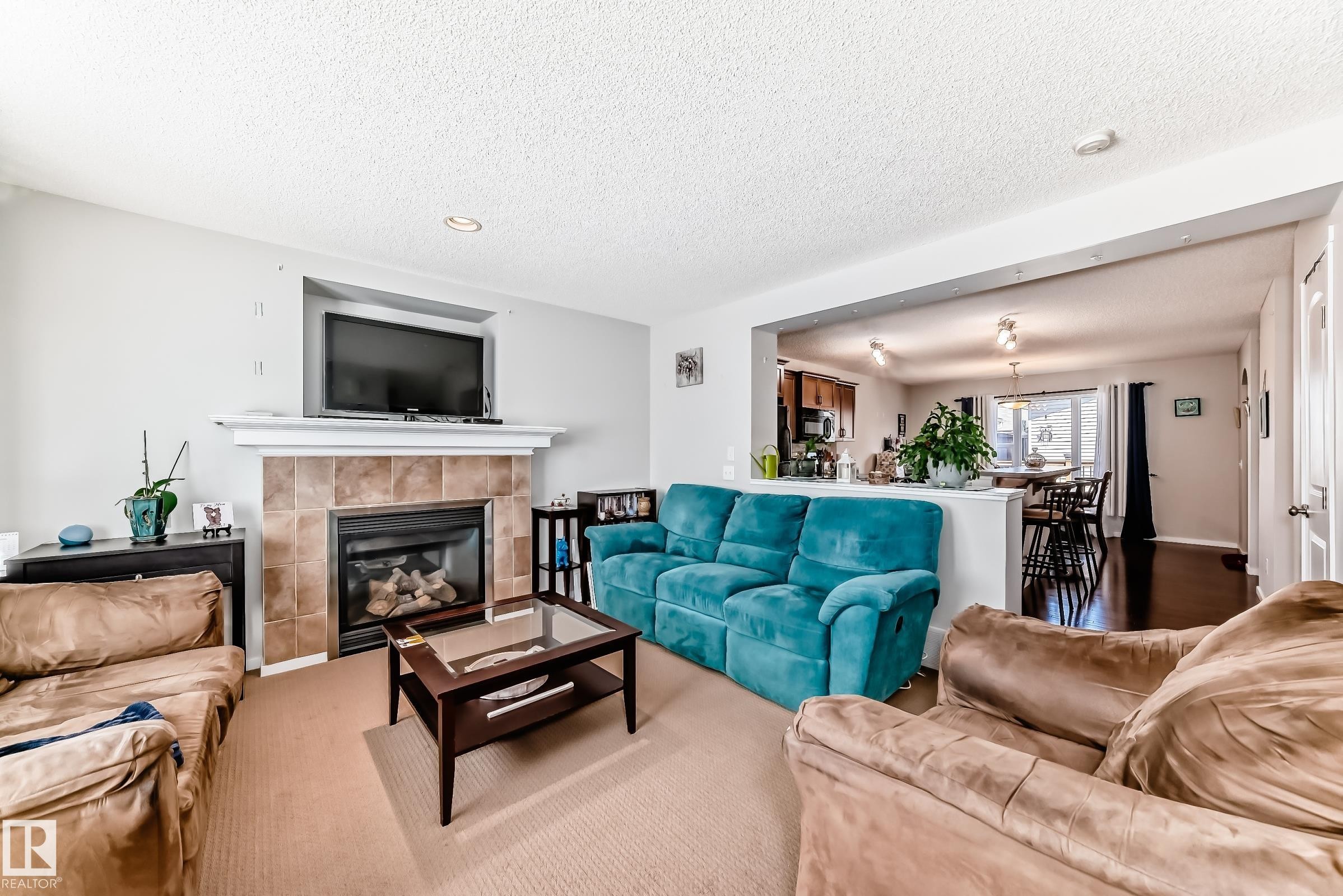 115 60 Street, Edmonton, AB - Indoor Photo Showing Living Room With Fireplace