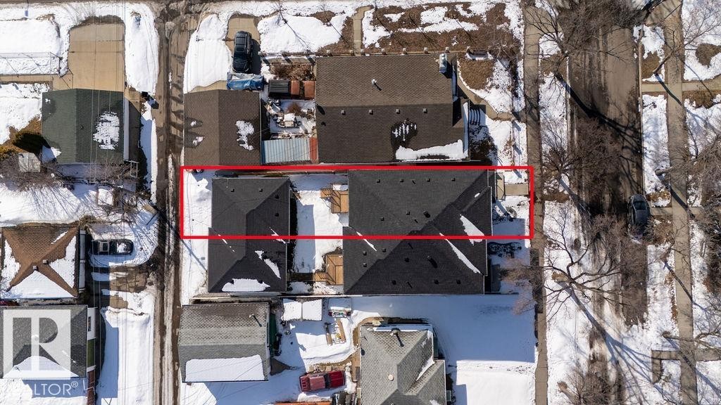 Aerial view showcasing the property's roofline and lot size - 12307 91 St Nw, Edmonton, AB - Outdoor