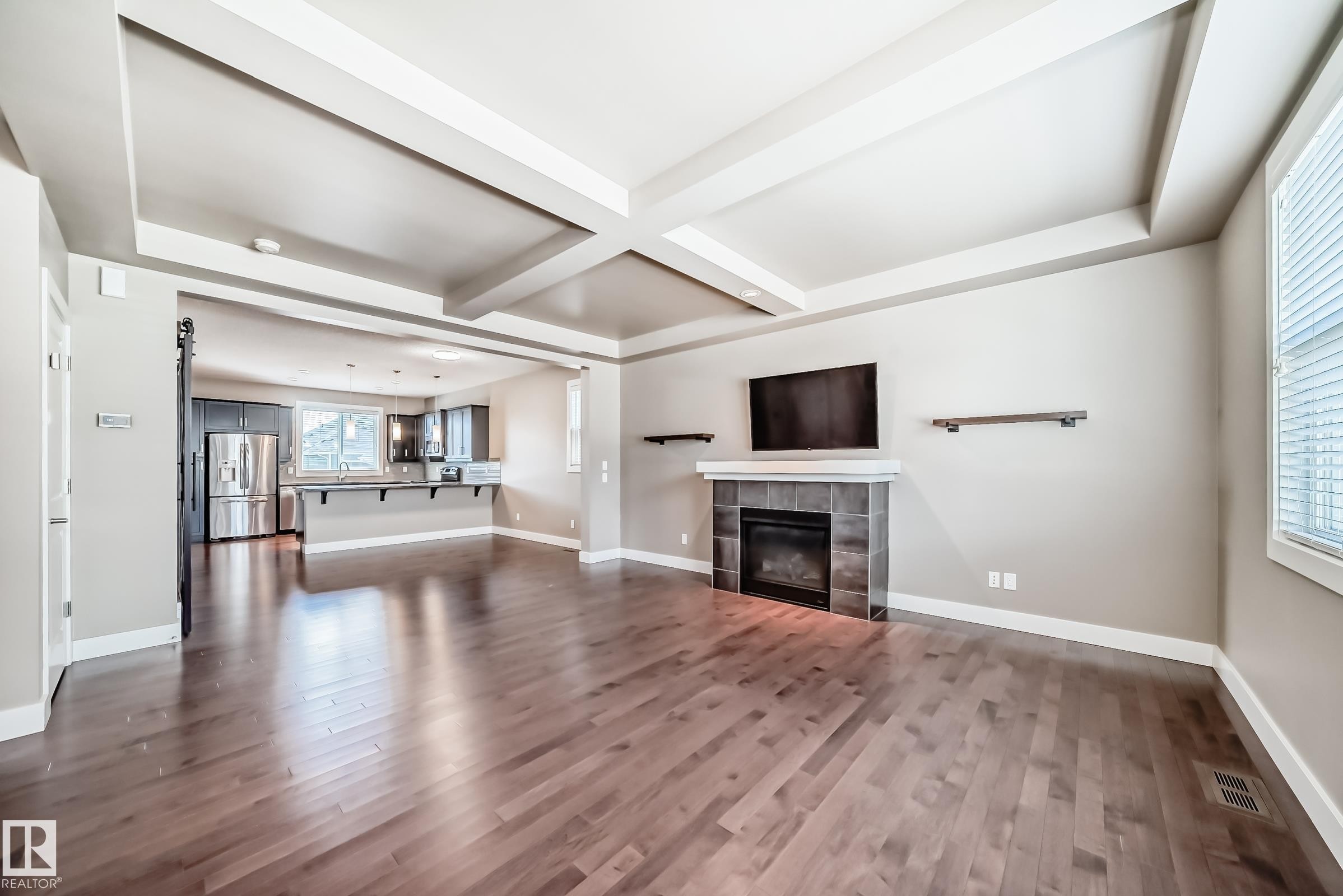 7293 Morgan Road, Edmonton, AB - Indoor Photo Showing Living Room With Fireplace