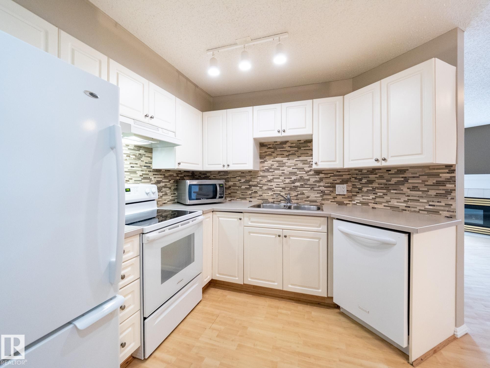 205 11716 100 Avenue, Edmonton, AB - Indoor Photo Showing Kitchen With Double Sink
