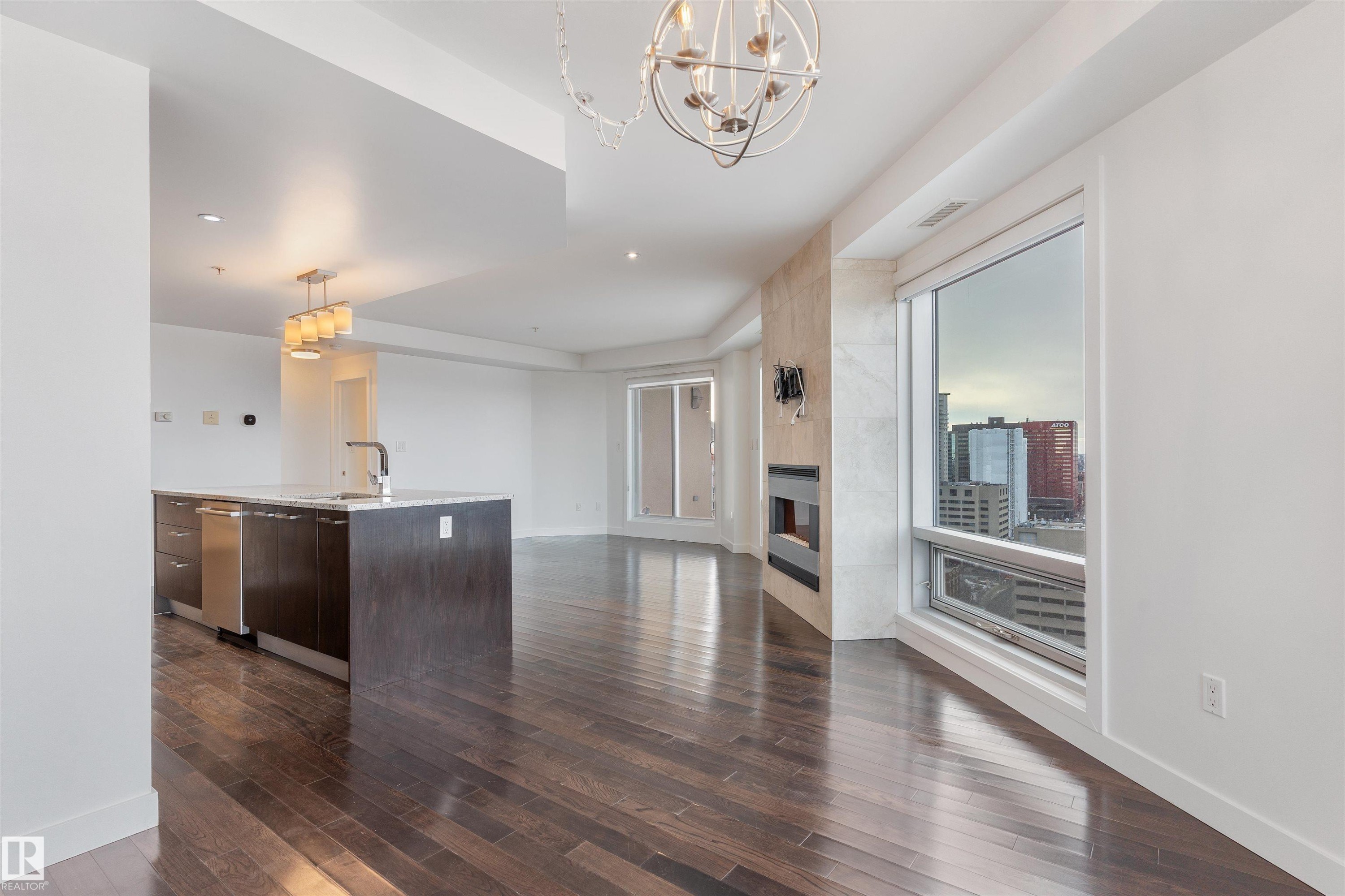 #1901 10388 105 St Nw, Edmonton, AB - Indoor With Fireplace