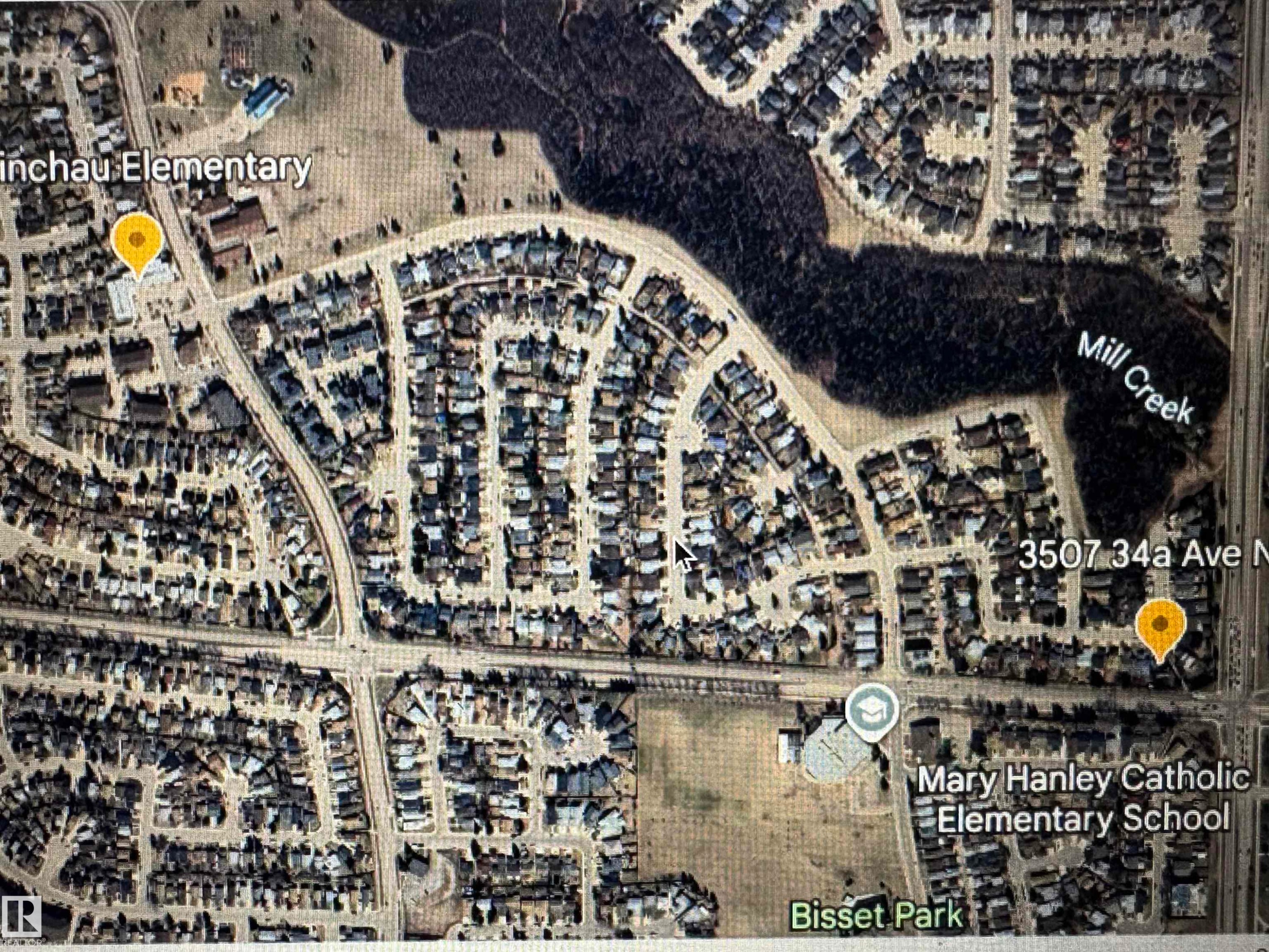 Property Location Map. Displaying the property's address and surrounding geographical features - Edmonton, AB - With View