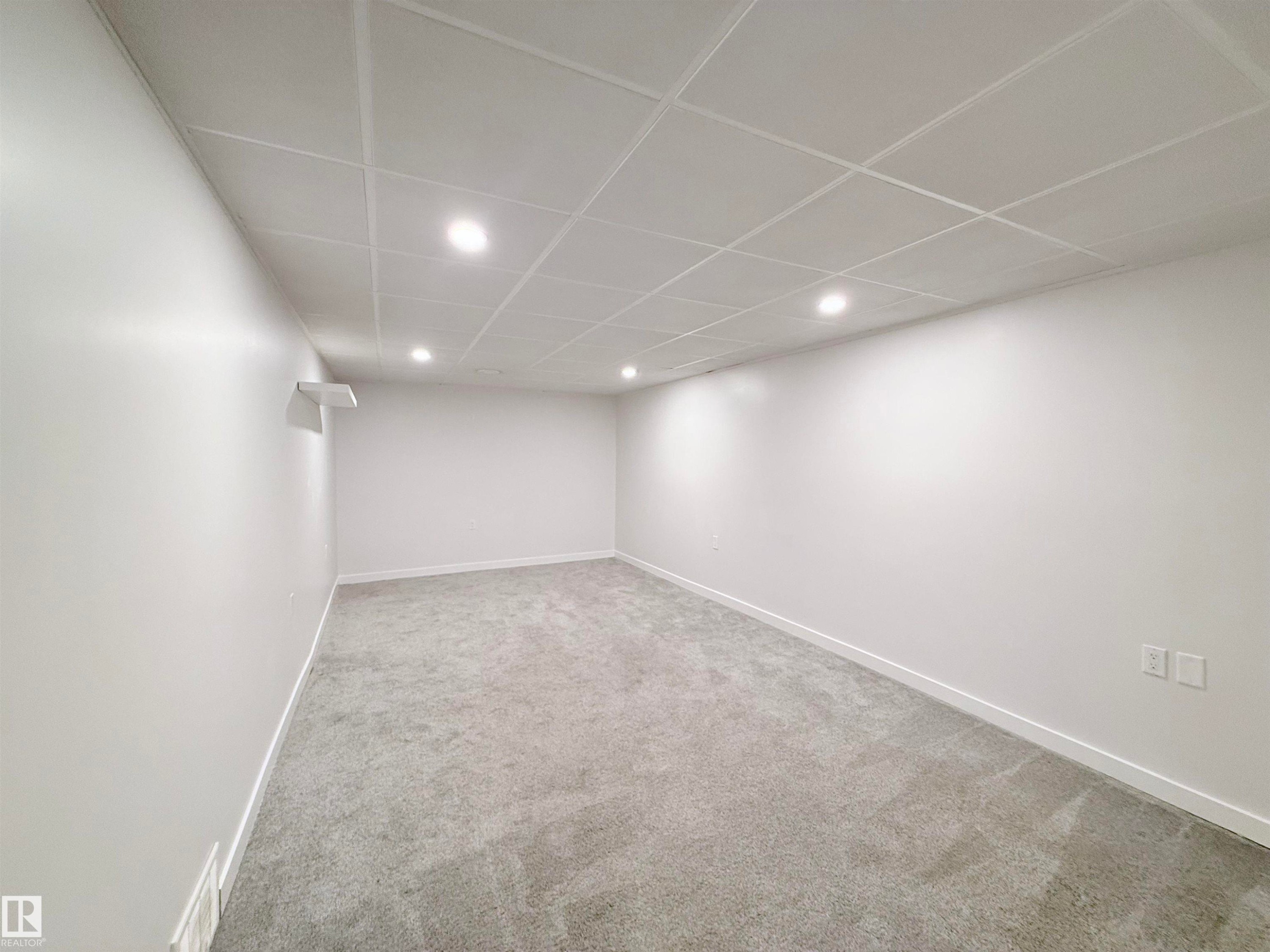 Spacious room featuring light gray carpeting and white walls - 3912 108 Street, Edmonton, AB - Indoor Photo Showing Other Room