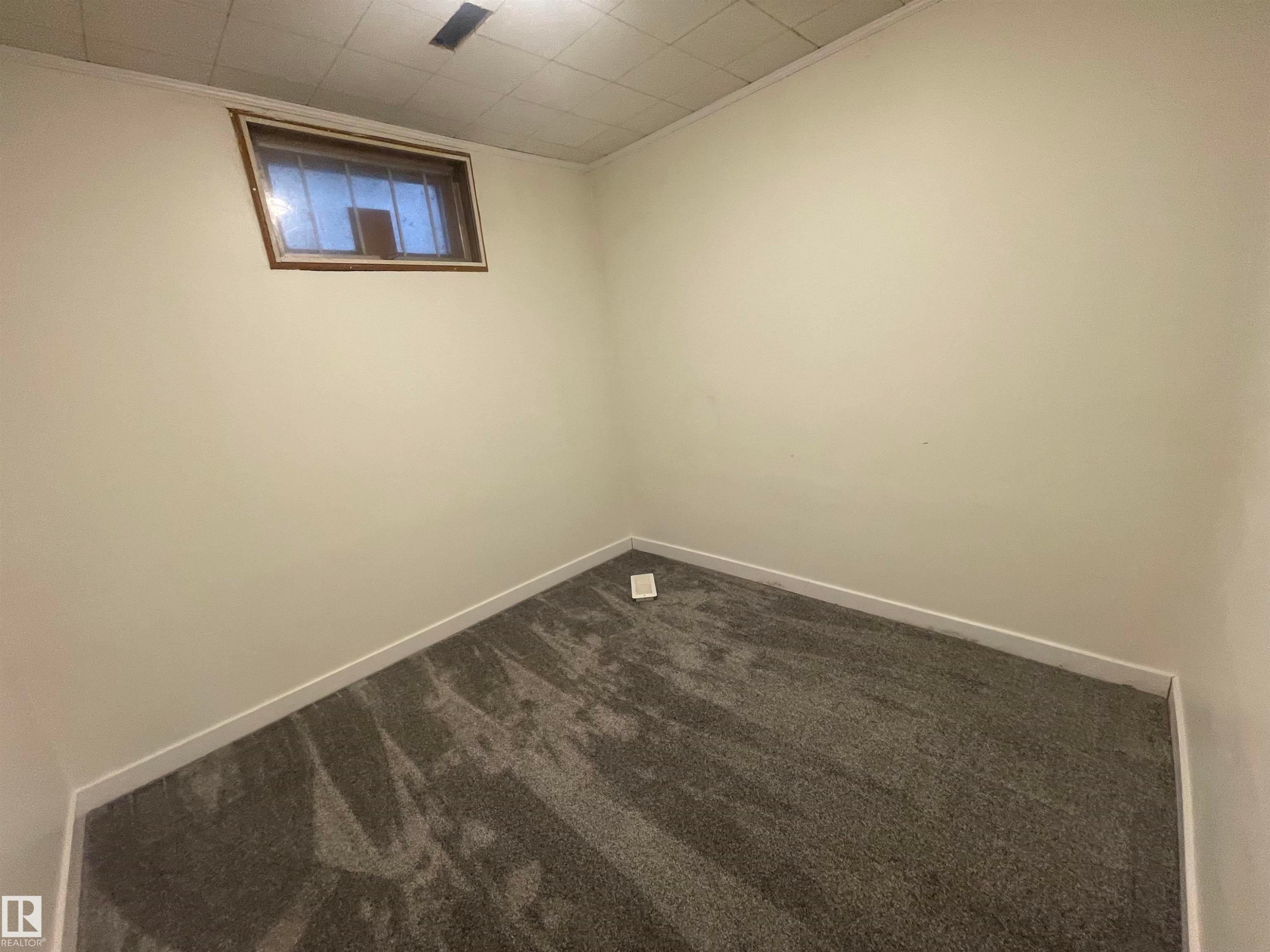 Neutral wall finishes complement the gray patterned carpet, creating a versatile interior - 13804 132 Avenue, Edmonton, AB - Indoor Photo Showing Other Room