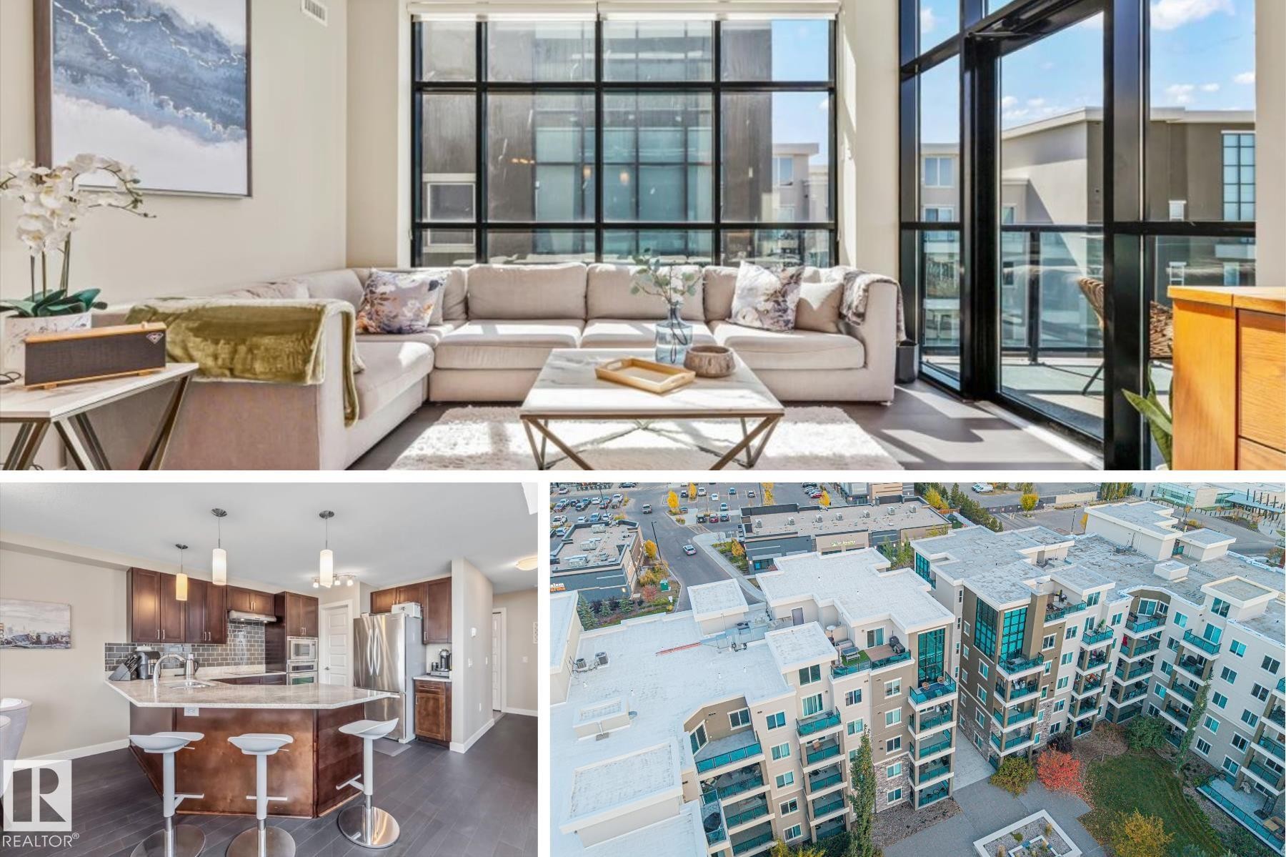 Property Marketing Image. Displaying interior and exterior views of the property - 513 1230 Windermere Way, Edmonton, AB