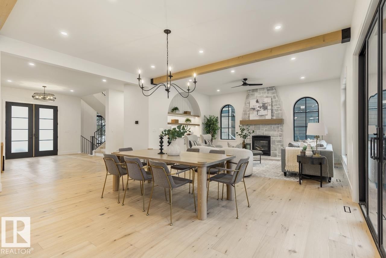 10519 138 Street Nw, Edmonton, AB - Indoor Photo Showing Dining Room With Fireplace