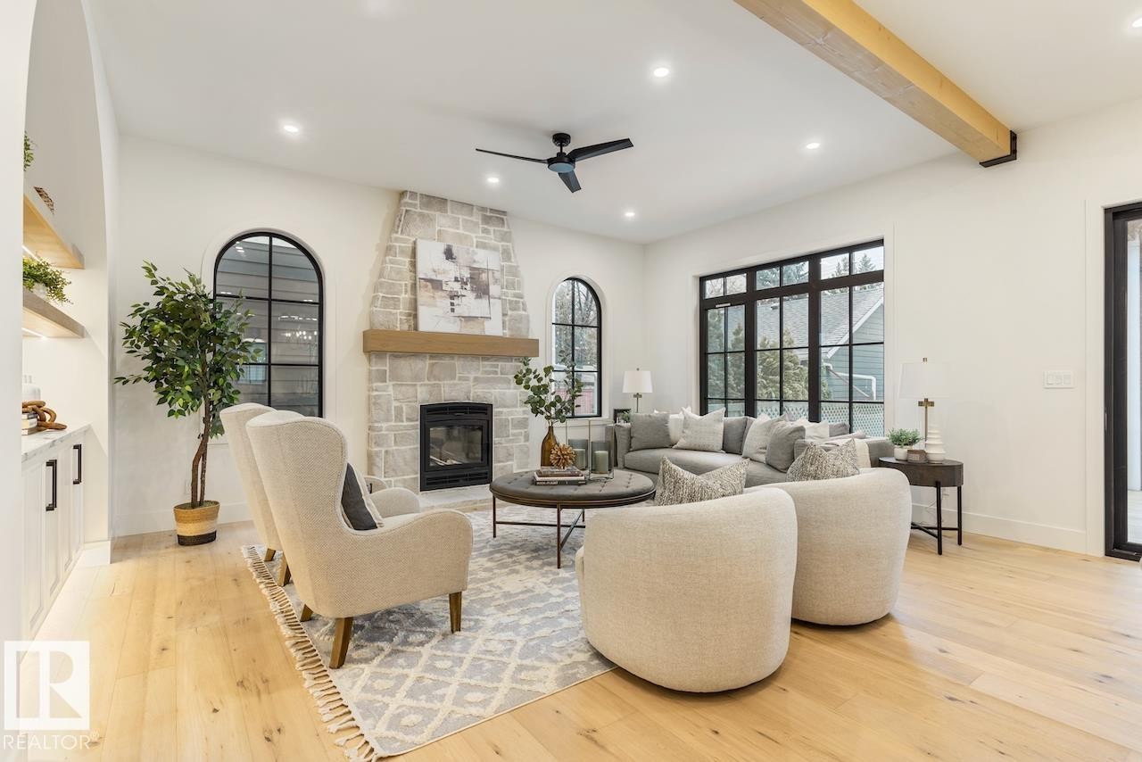 10519 138 Street Nw, Edmonton, AB - Indoor Photo Showing Living Room With Fireplace