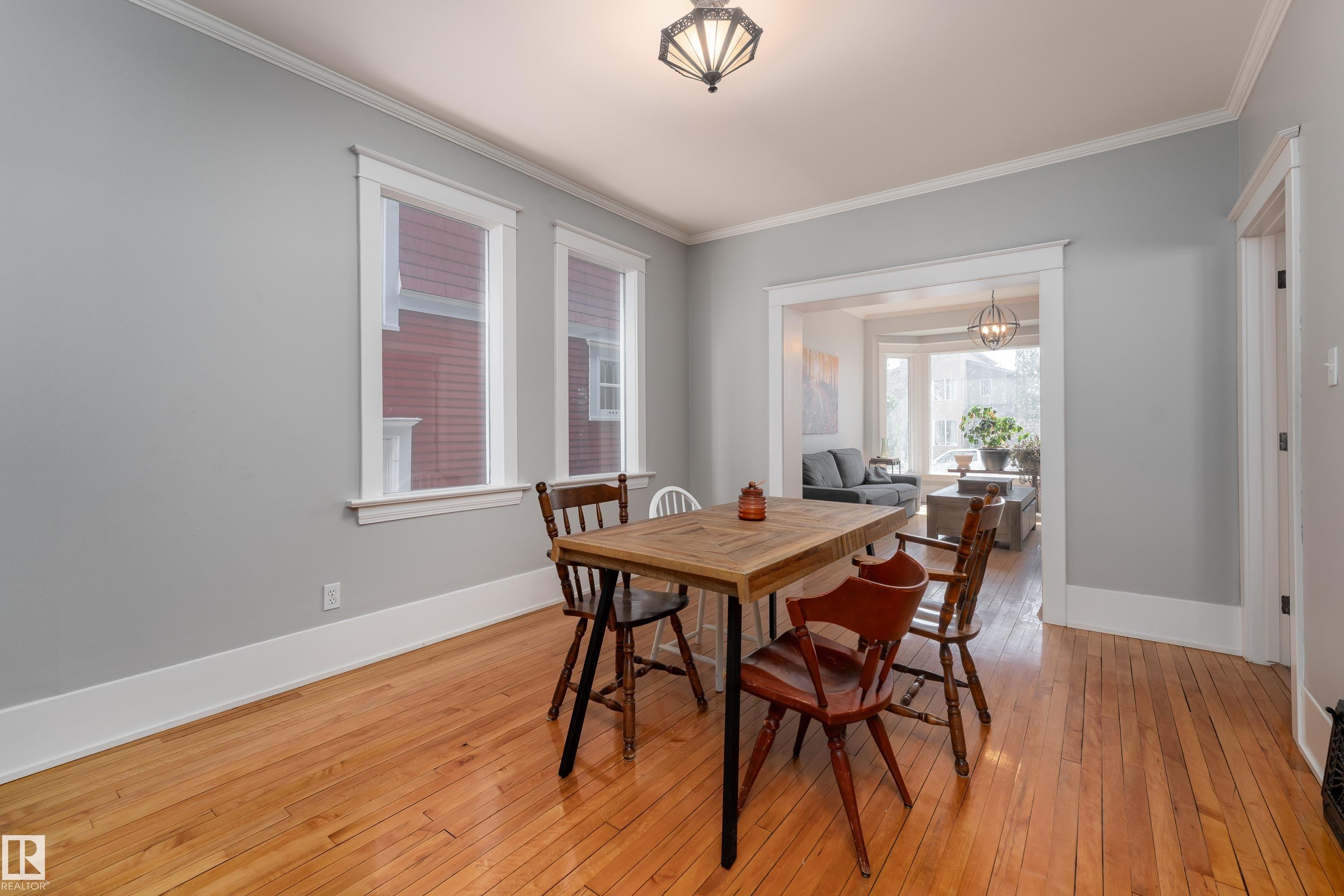 Huge dining room with door to close off kitchen if desired - 10956 81 Avenue, Edmonton, AB - Indoor Photo Showing Dining Room