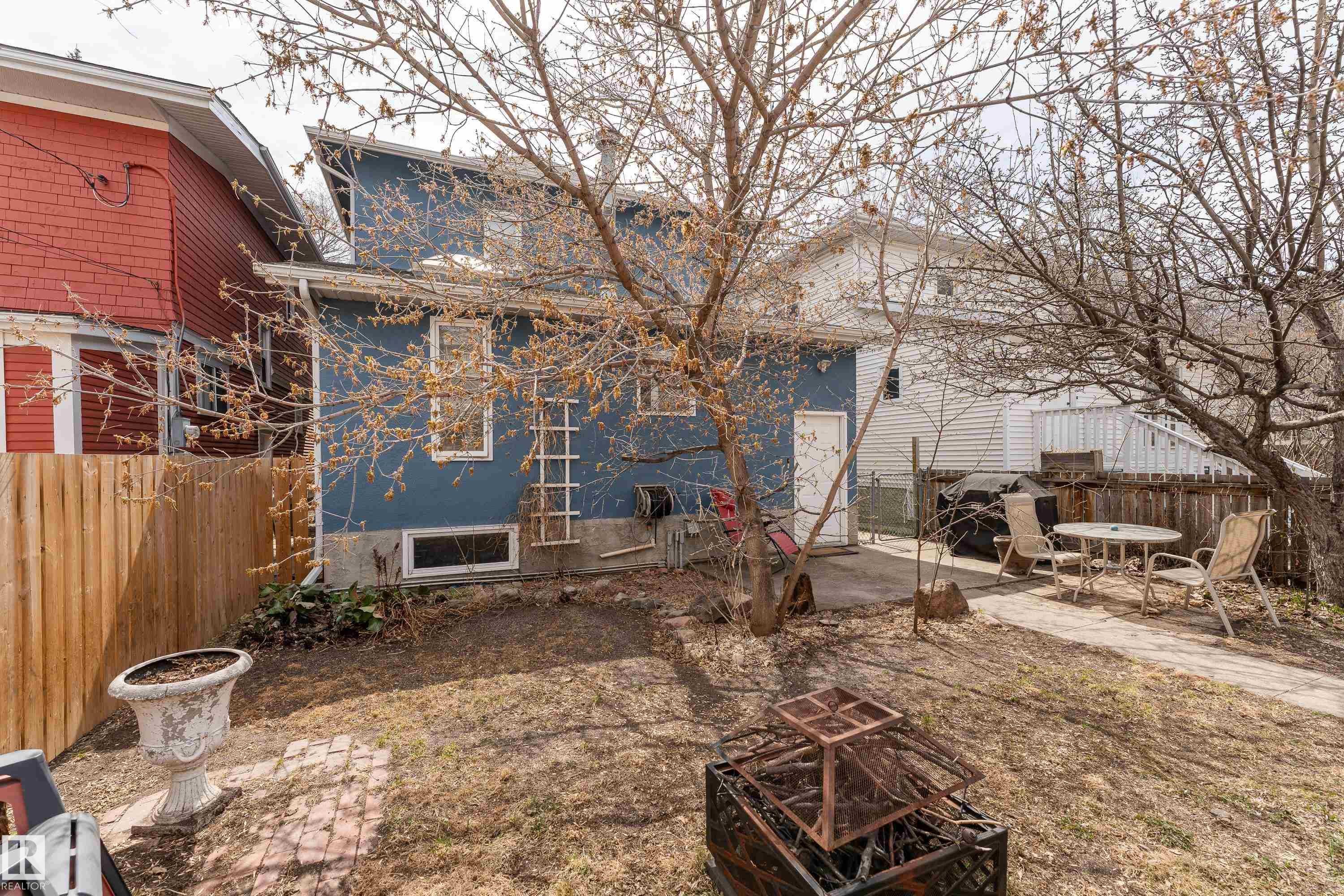 Private yard with fruit trees, gated, access to single oversized garage - 10956 81 Avenue, Edmonton, AB - Outdoor