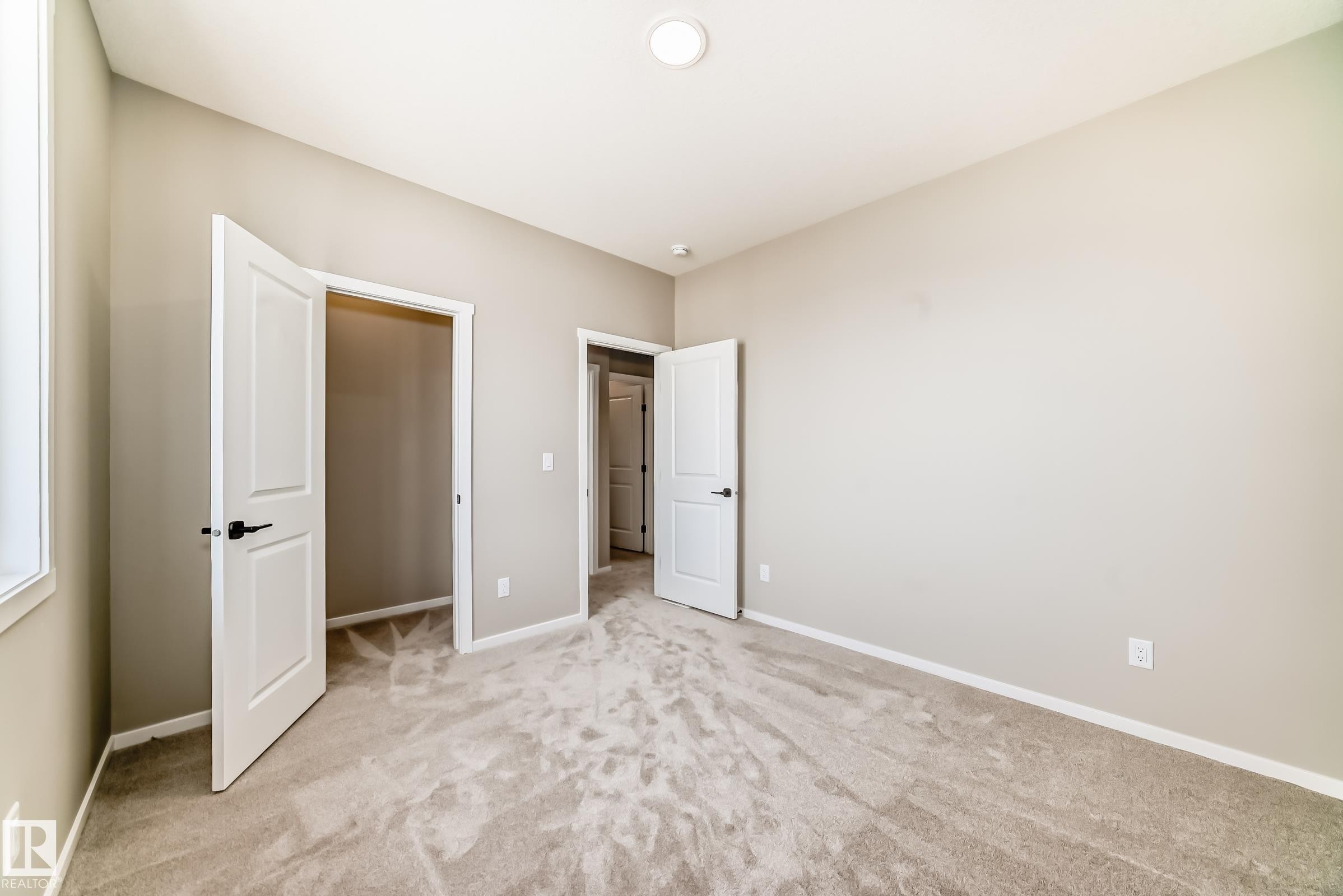 Carpeted interior room featuring light gray wall paint and white trim - 1603 206 Street, Edmonton, AB - Indoor Photo Showing Other Room
