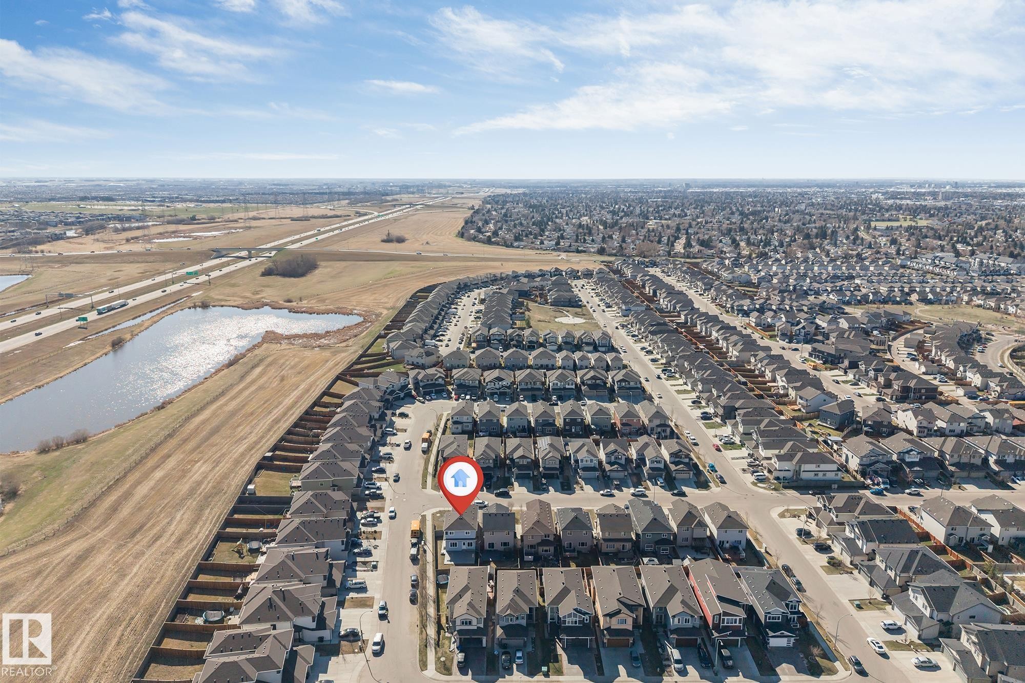 Aerial perspective showcasing a residential development with structured street layouts - 1103 29 Street, Edmonton, AB - Outdoor With View