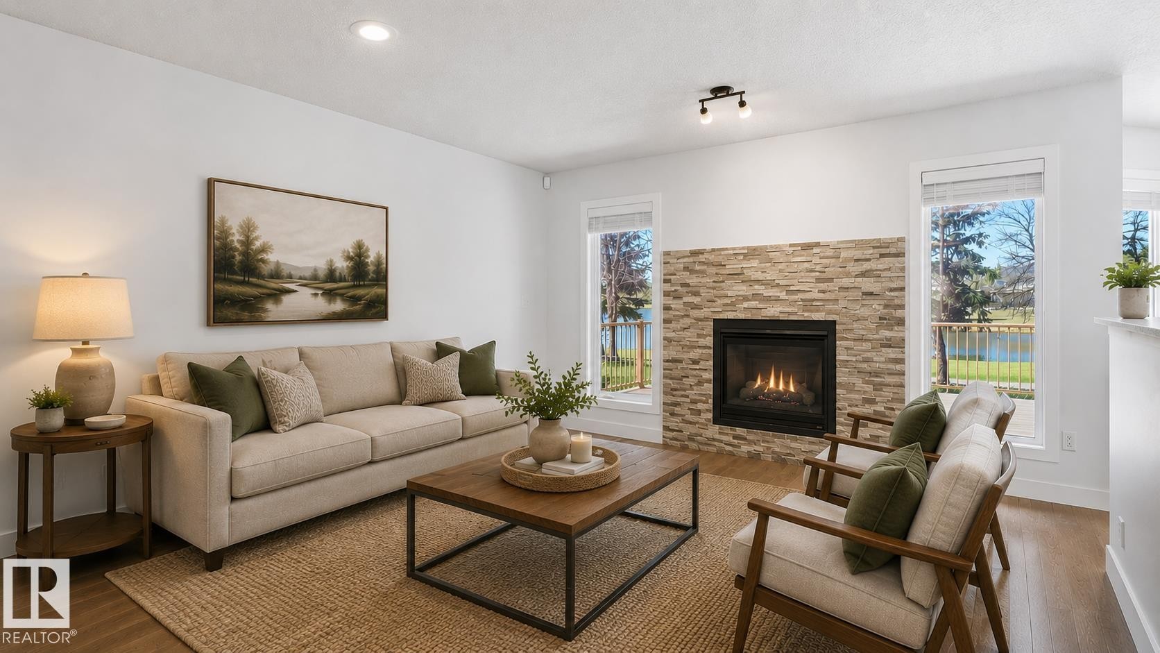 1346 Potter Greens Drive, Edmonton, AB - Indoor Photo Showing Living Room With Fireplace