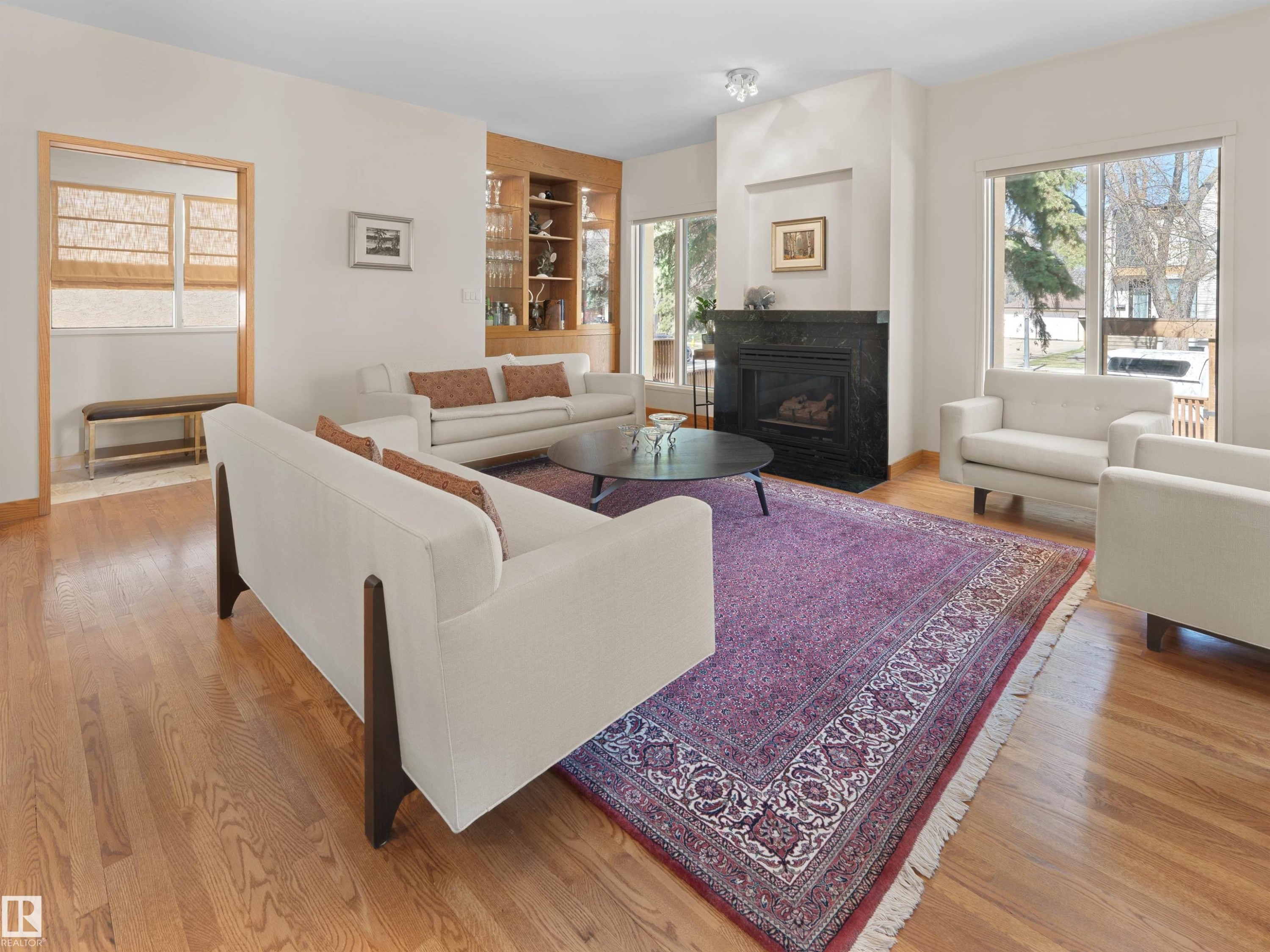 10725 University Avenue, Edmonton, AB - Indoor Photo Showing Living Room With Fireplace