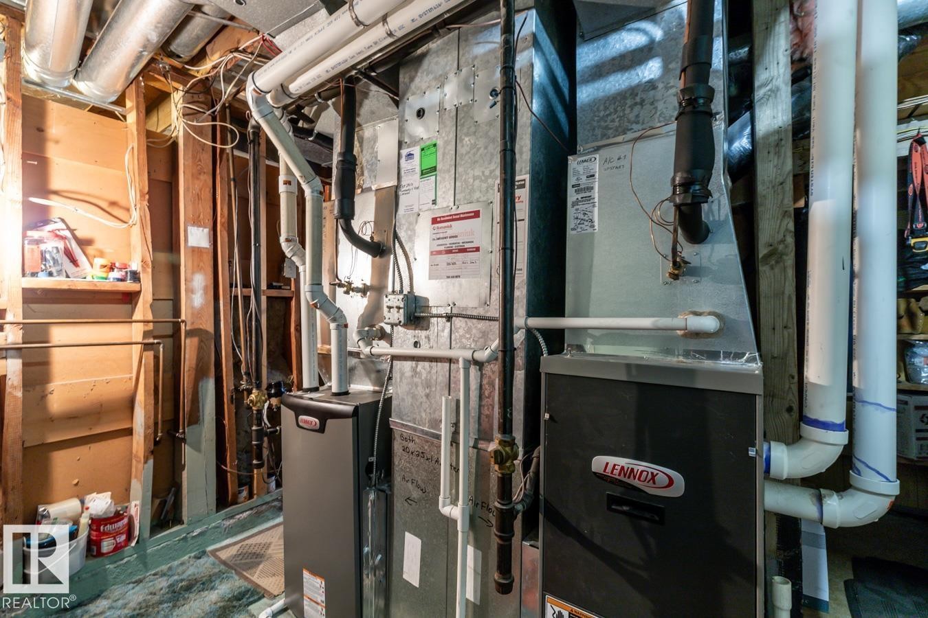 Dual Lennox furnaces and ductwork installation - 10502 158 Street, Edmonton, AB - Indoor Photo Showing Basement