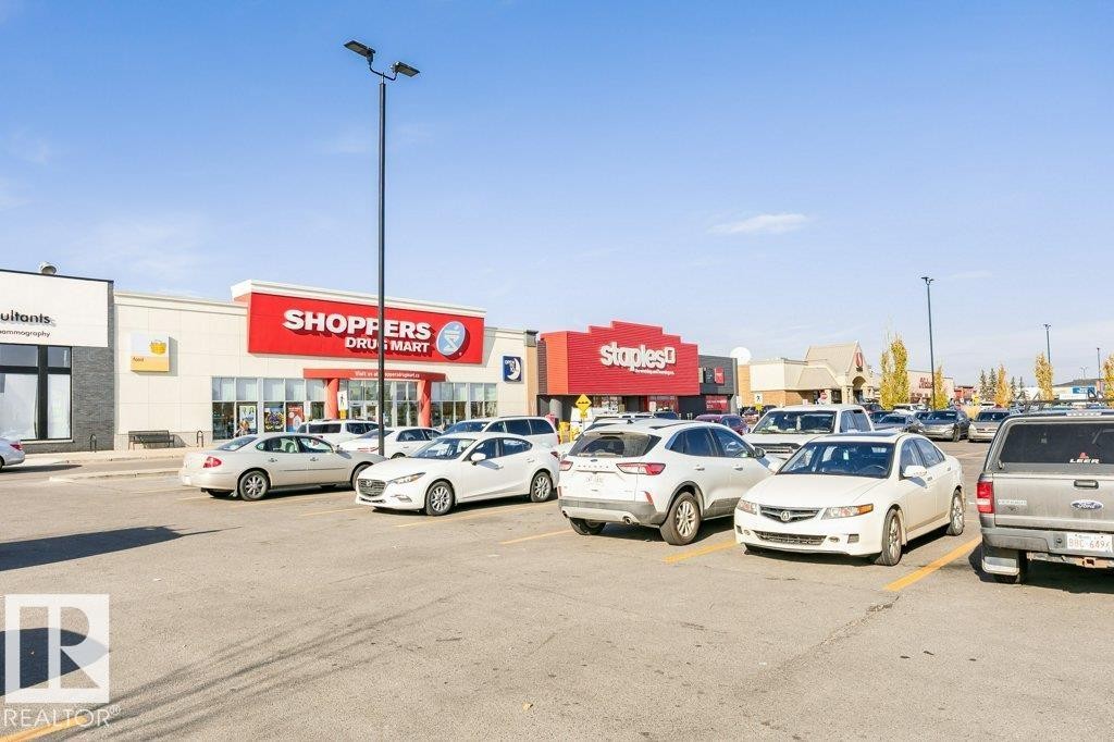 Retail plaza featuring multiple storefronts, ample surface parking, and clear signage - 323 16807 100 Avenue, Edmonton, AB - Outdoor