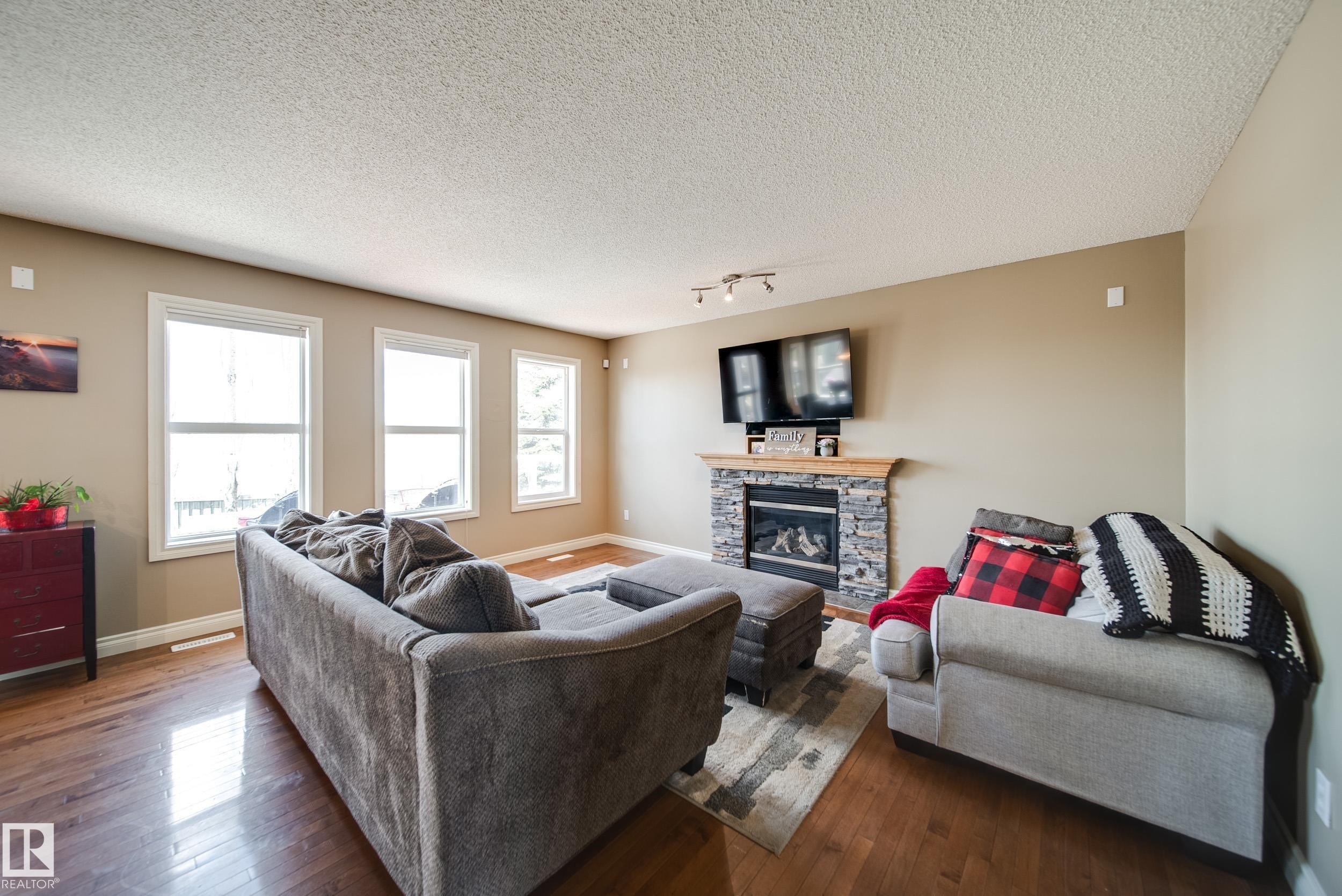 12627 16 Avenue, Edmonton, AB - Indoor Photo Showing Living Room With Fireplace