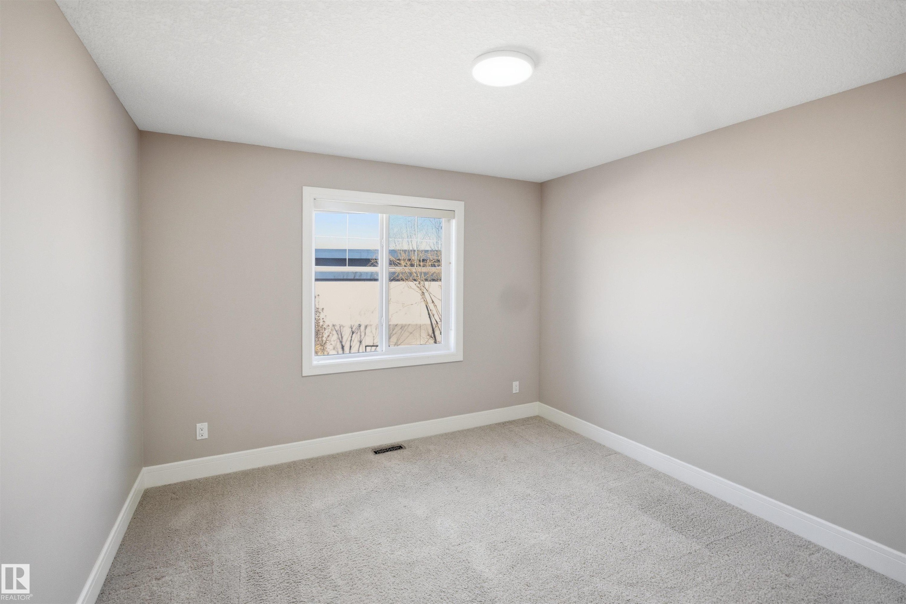 Neutral-toned room featuring a single window, overhead flush-mount lighting, and light-colored carpeting - 2256 Cameron Ravine Court, Edmonton, AB - Indoor Photo Showing Other Room