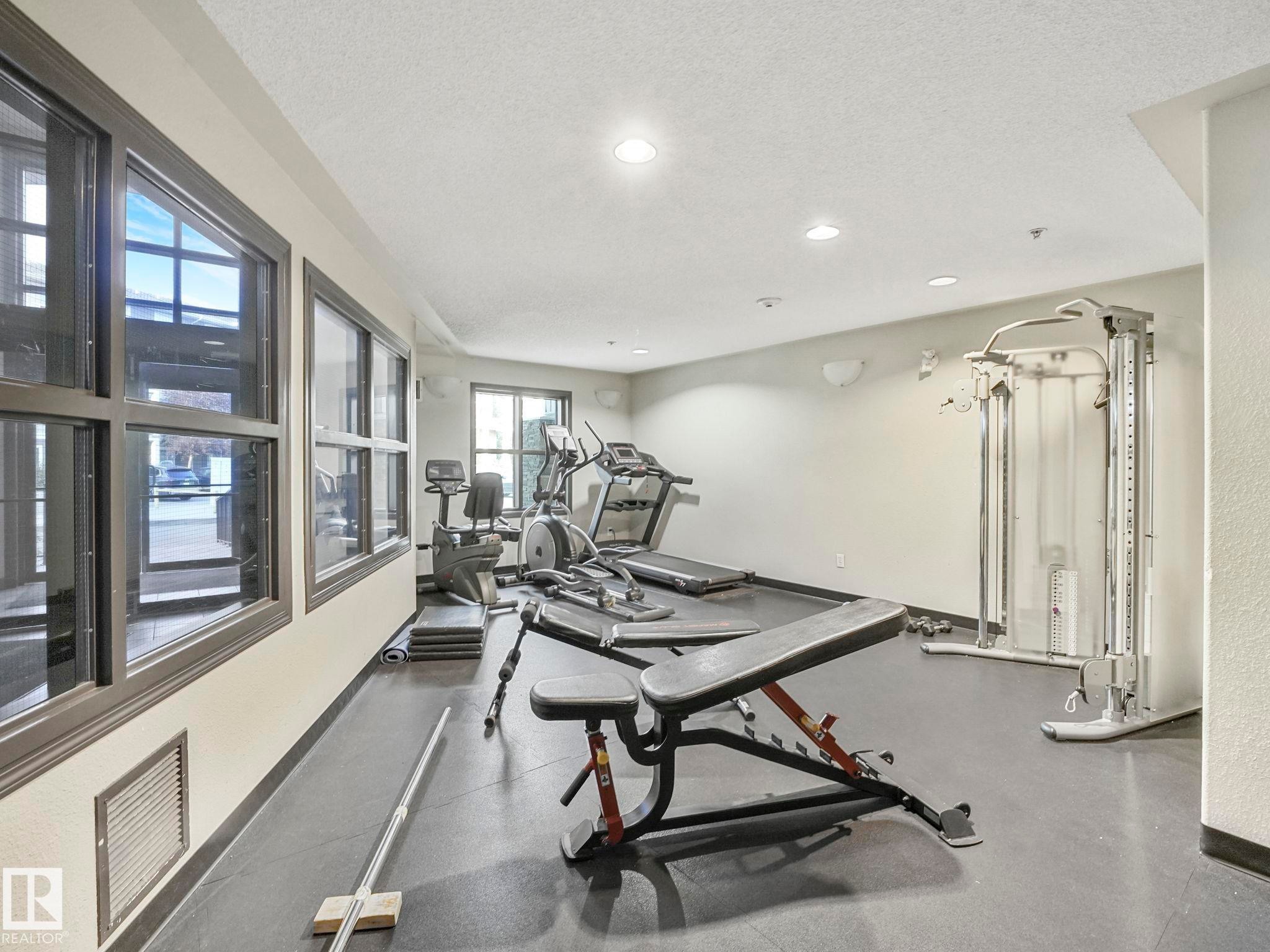 #1437 9363 Simpson Dr Nw, Edmonton, AB - Indoor Photo Showing Gym Room