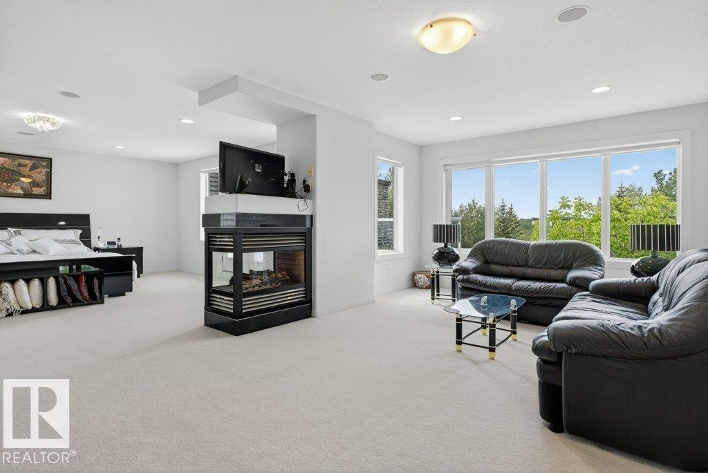 1128 119 Street Nw, Edmonton, AB - Indoor Photo Showing Living Room With Fireplace