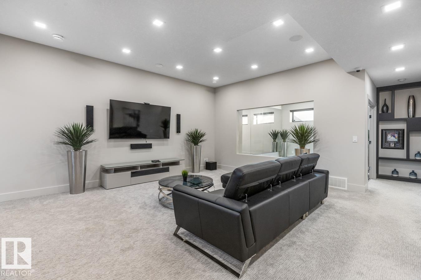 Perfect Space for Movie Nights! Unwind in your Basement Rec Room featuring a Full Wet Bar Space and Heated Floors - 5536 Chegwin Point(E), Edmonton, AB - Indoor