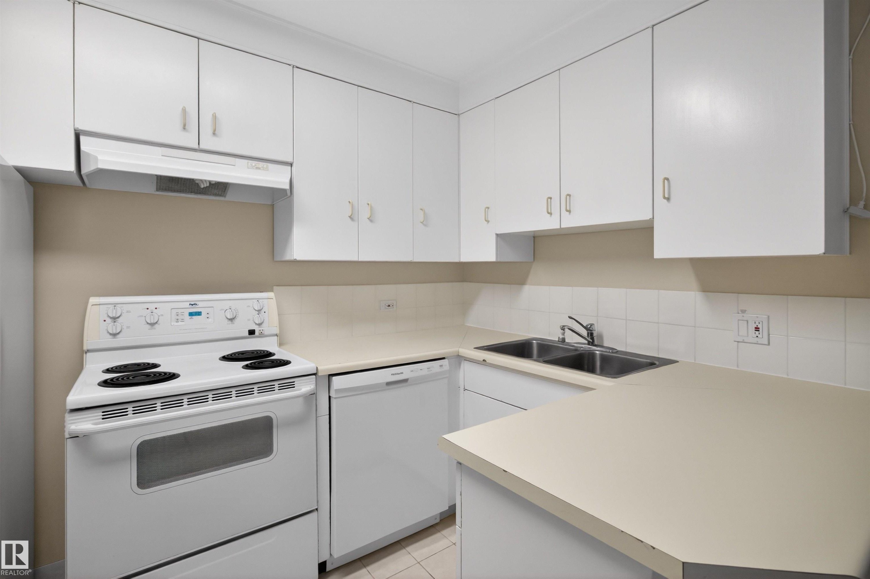 304 12207 Jasper Avenue, Edmonton, AB - Indoor Photo Showing Kitchen With Double Sink