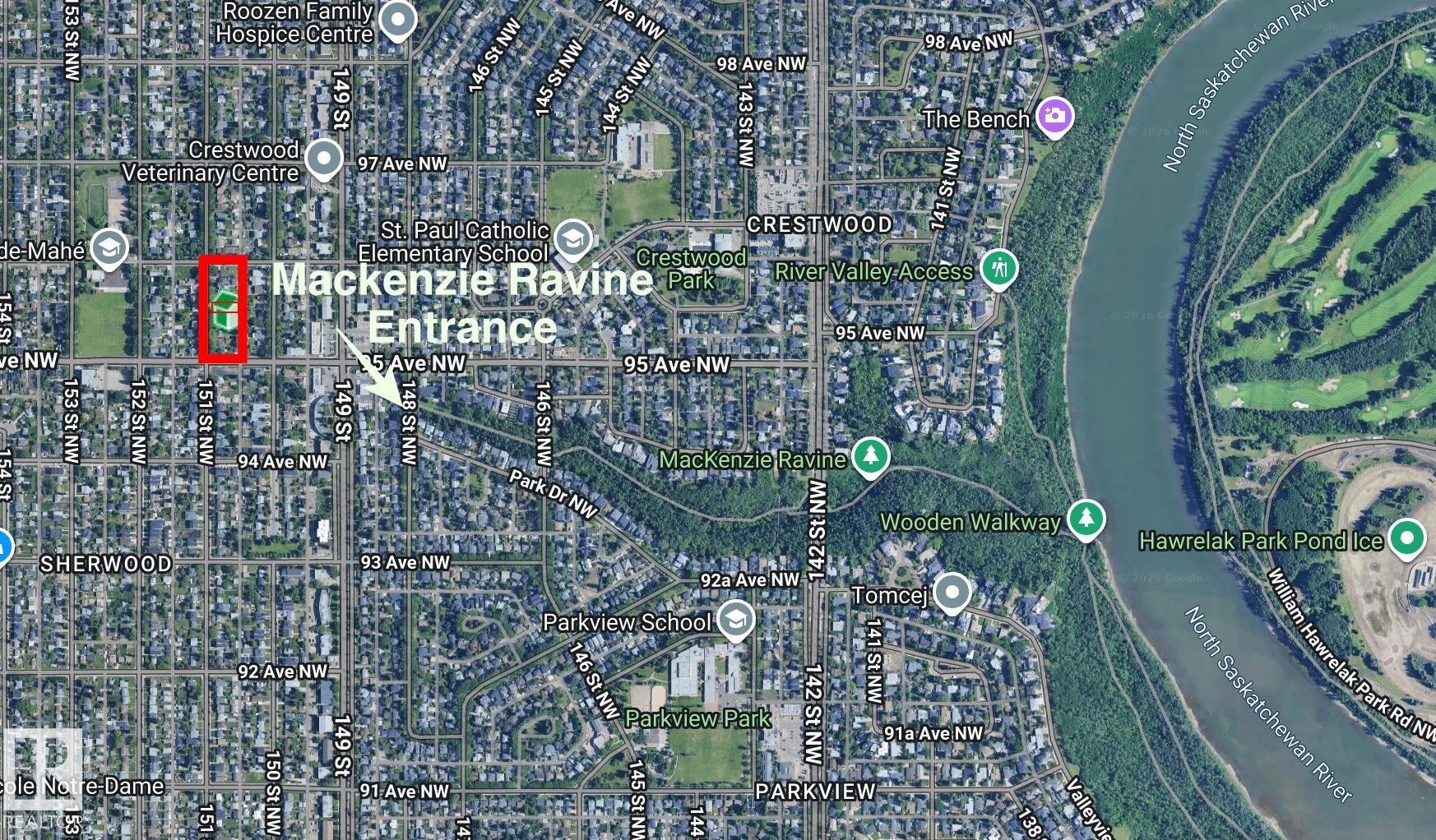 Location Map. Illustrating the property's geographic context and surrounding infrastructure - 9523 151 Street, Edmonton, AB -