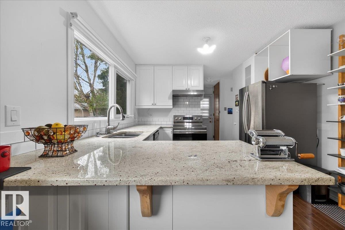 4124 121 Street, Edmonton, AB - Indoor Photo Showing Kitchen With Double Sink With Upgraded Kitchen
