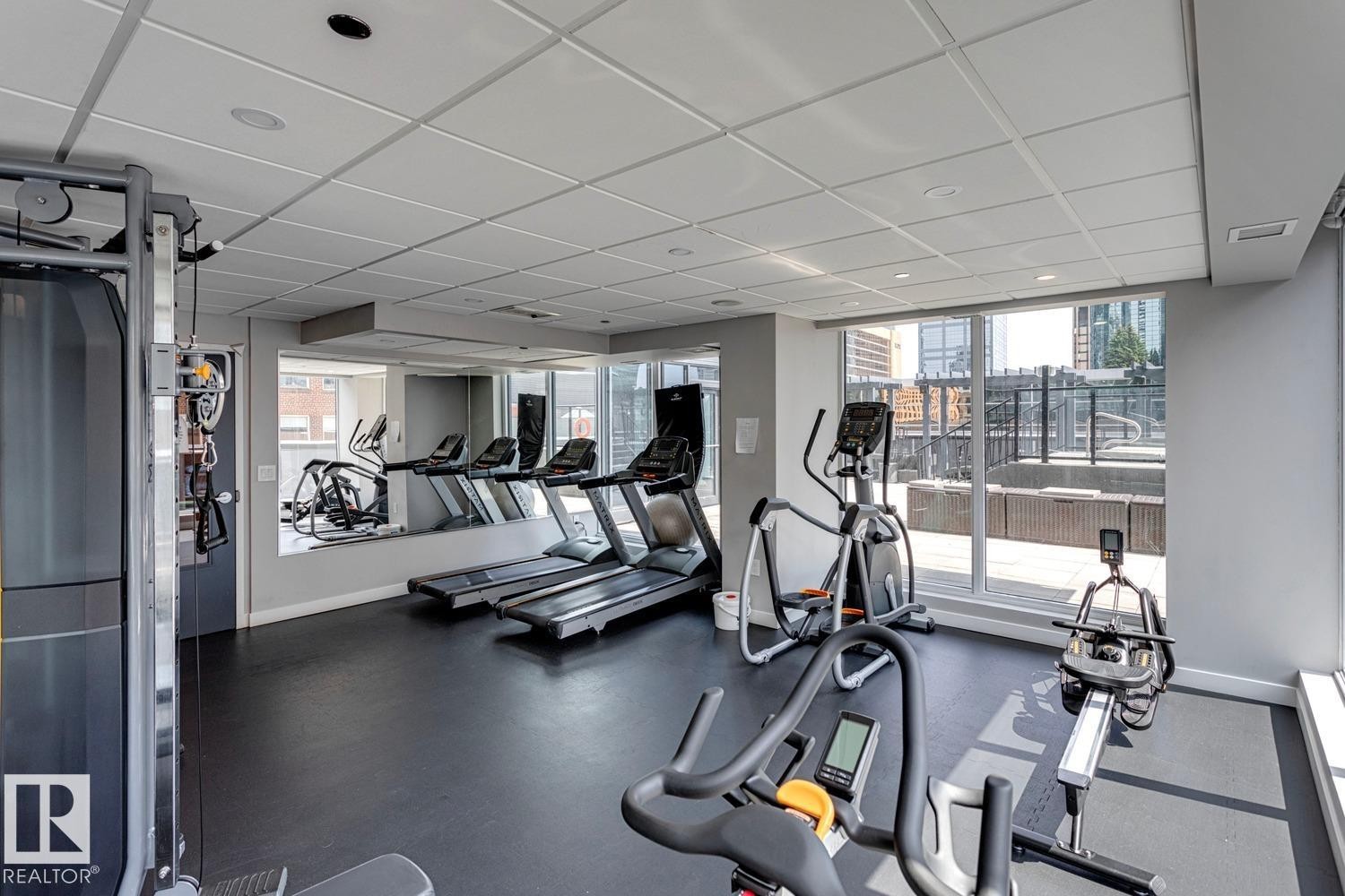 #1601 10180 103 St Nw, Edmonton, AB - Indoor Photo Showing Gym Room