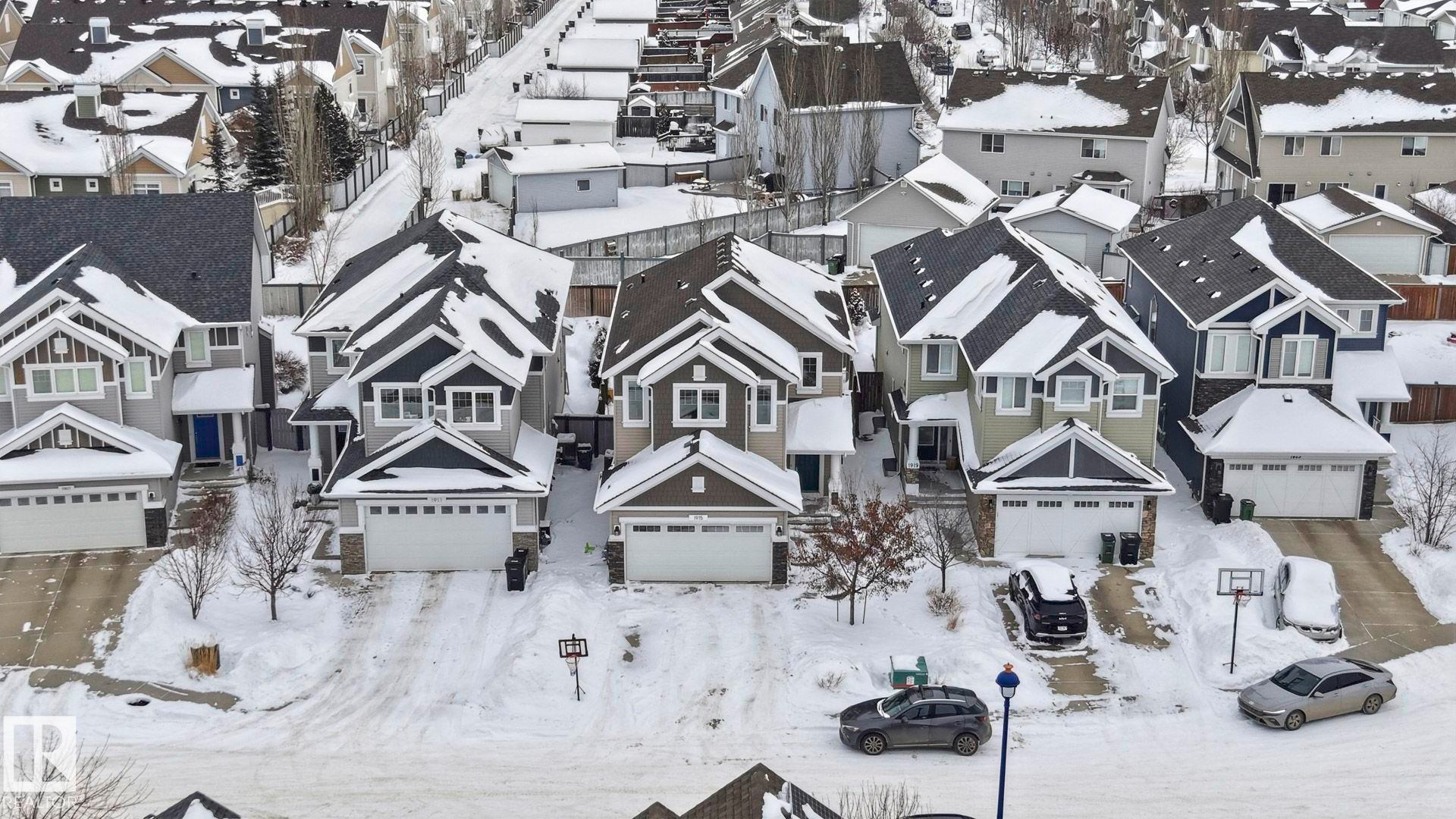 View of snowy aerial view - 1915 77 Street, Edmonton, AB -