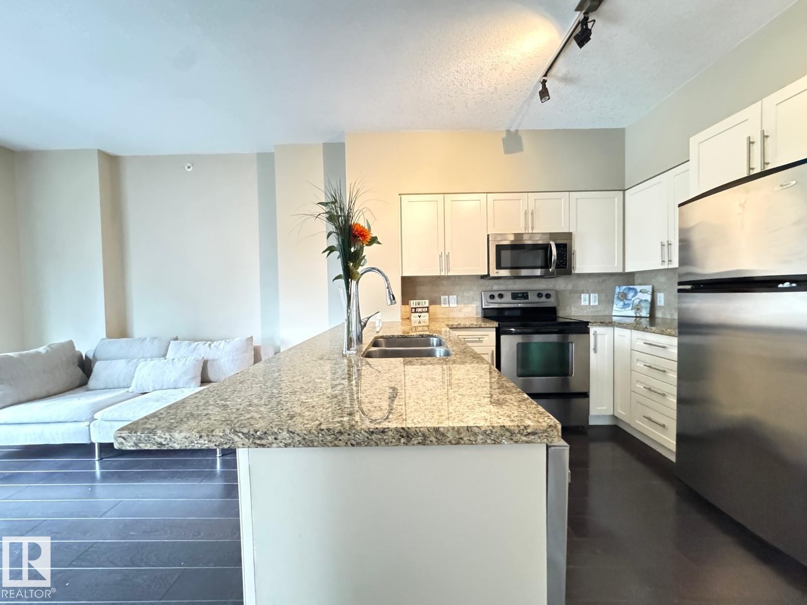 702 10136 104 Street, Edmonton, AB - Indoor Photo Showing Kitchen With Double Sink With Upgraded Kitchen