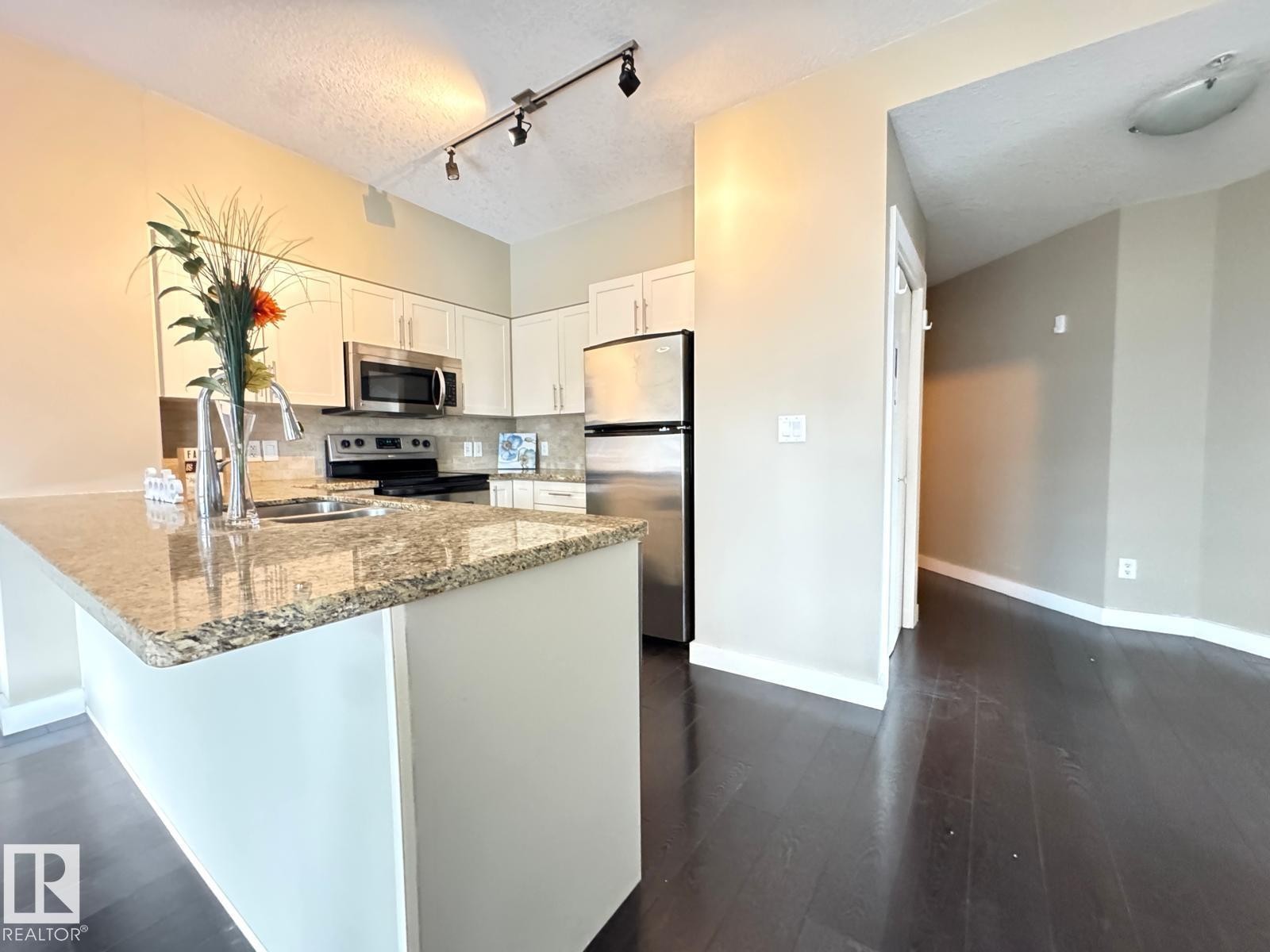 702 10136 104 Street, Edmonton, AB - Indoor Photo Showing Kitchen With Double Sink With Upgraded Kitchen