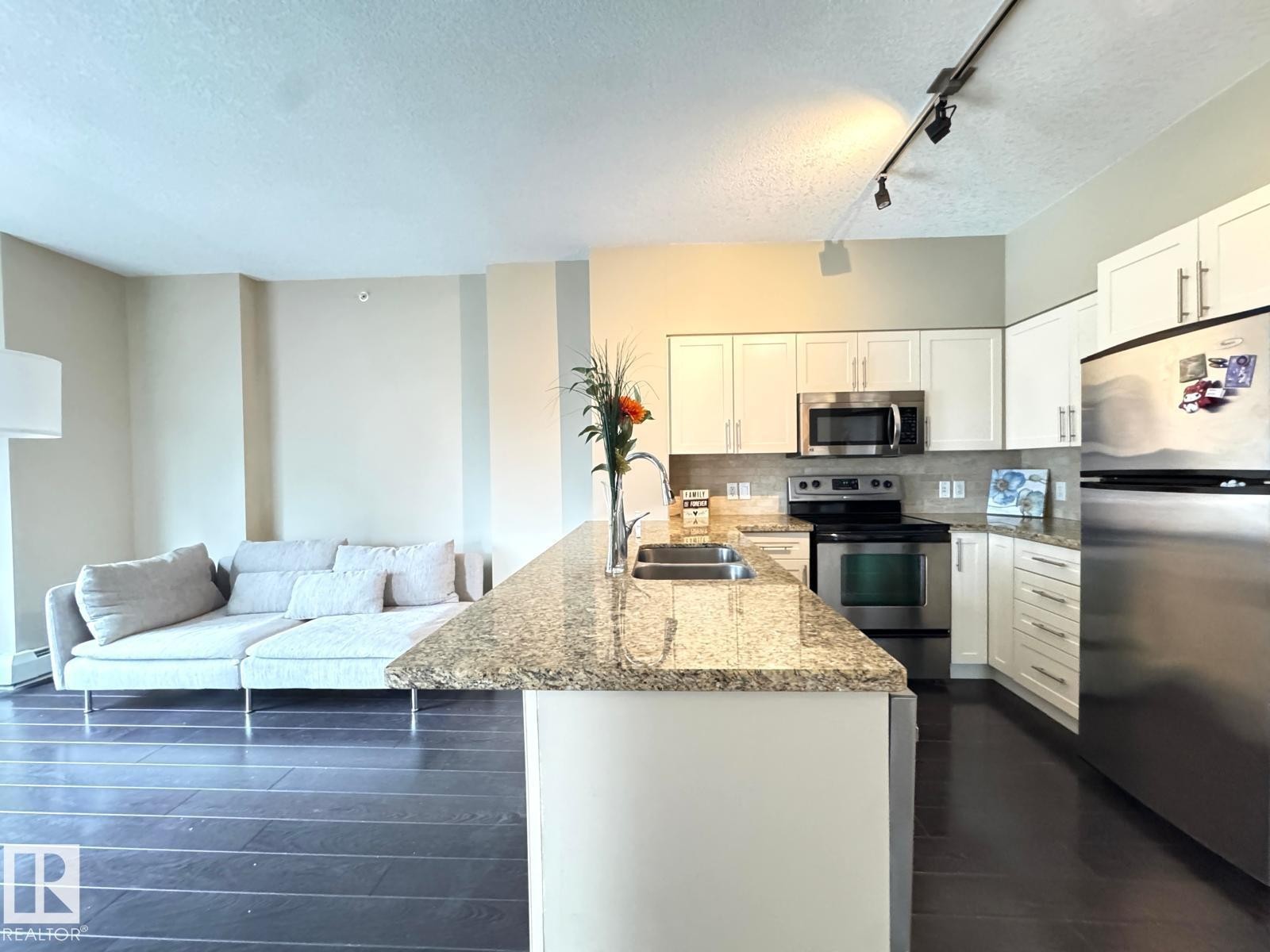702 10136 104 Street, Edmonton, AB - Indoor Photo Showing Kitchen With Double Sink With Upgraded Kitchen