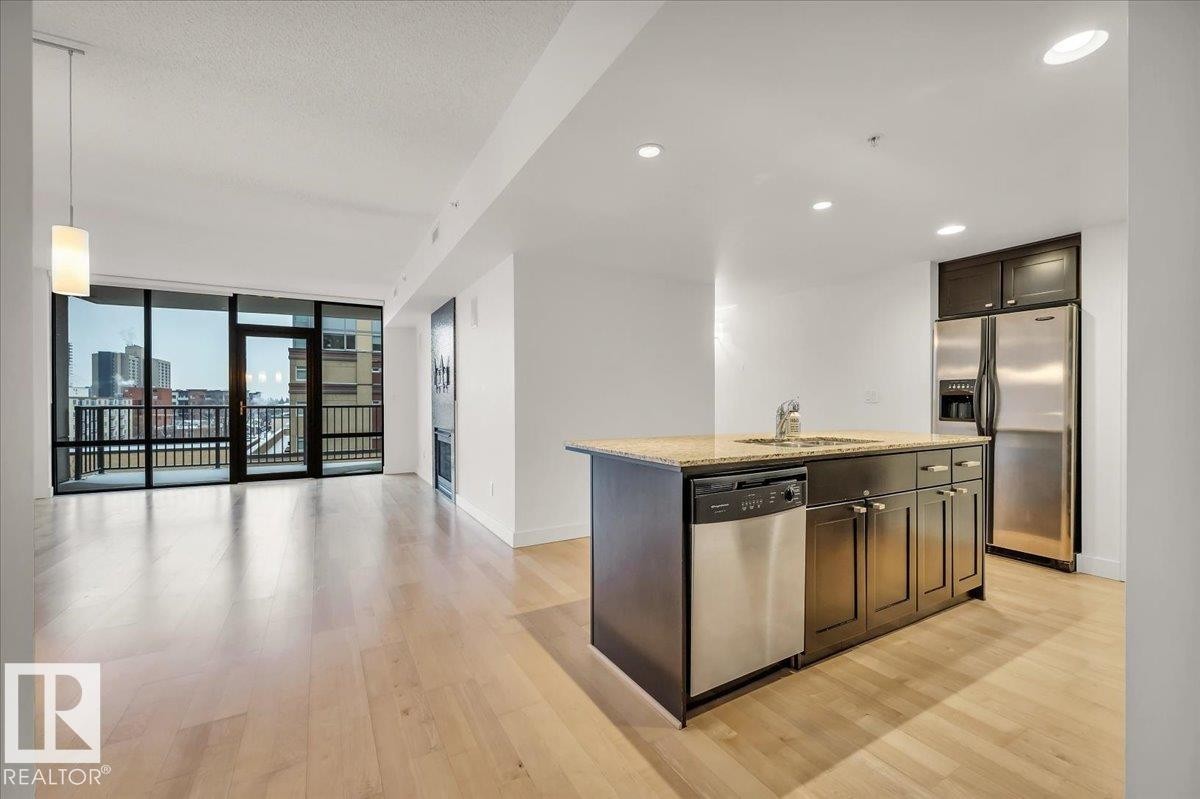 VIEW OF THE UNIT AS YOU ENTER - 503 10028 119 Street, Edmonton, AB - Indoor Photo Showing Kitchen