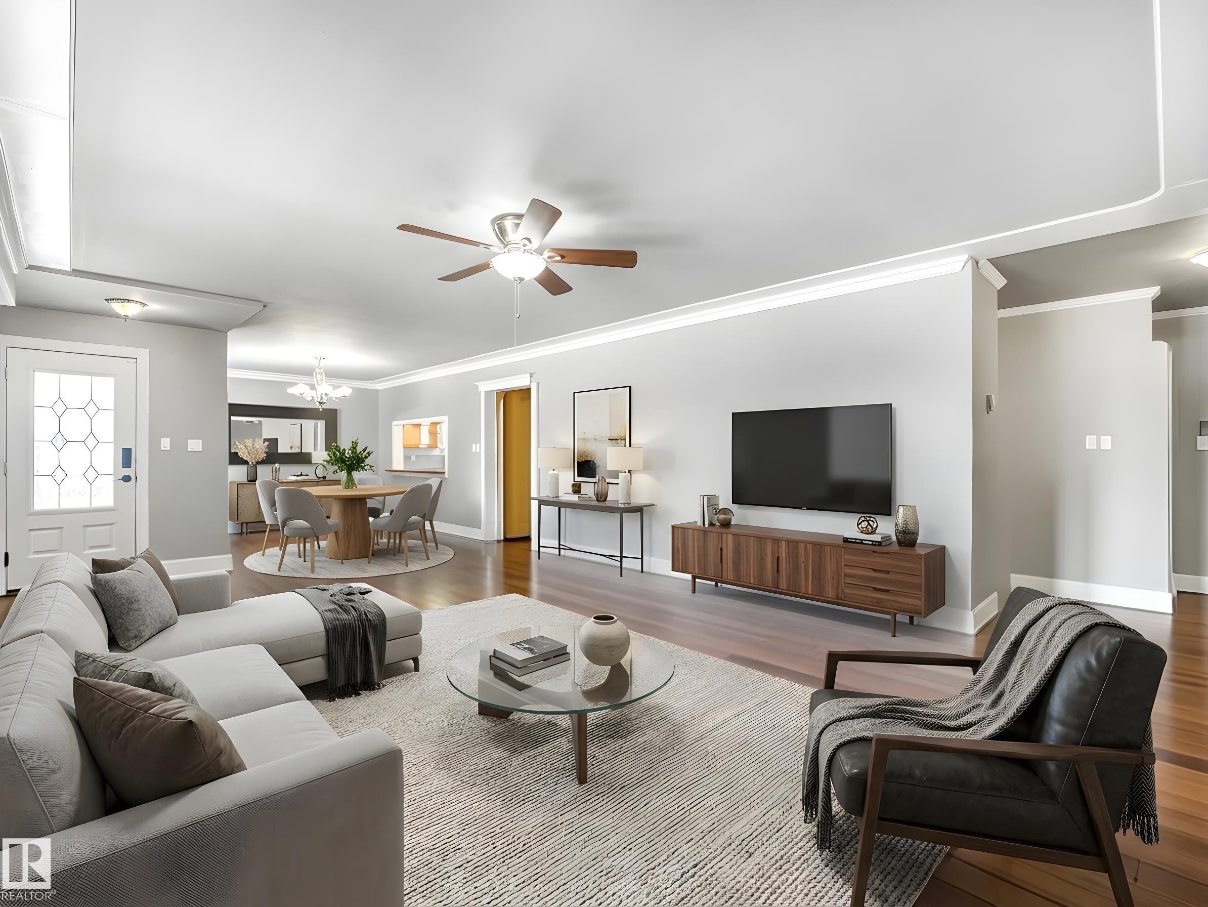 Virtually staged - 5406 46 Avenue, Wetaskiwin, AB - Indoor Photo Showing Living Room