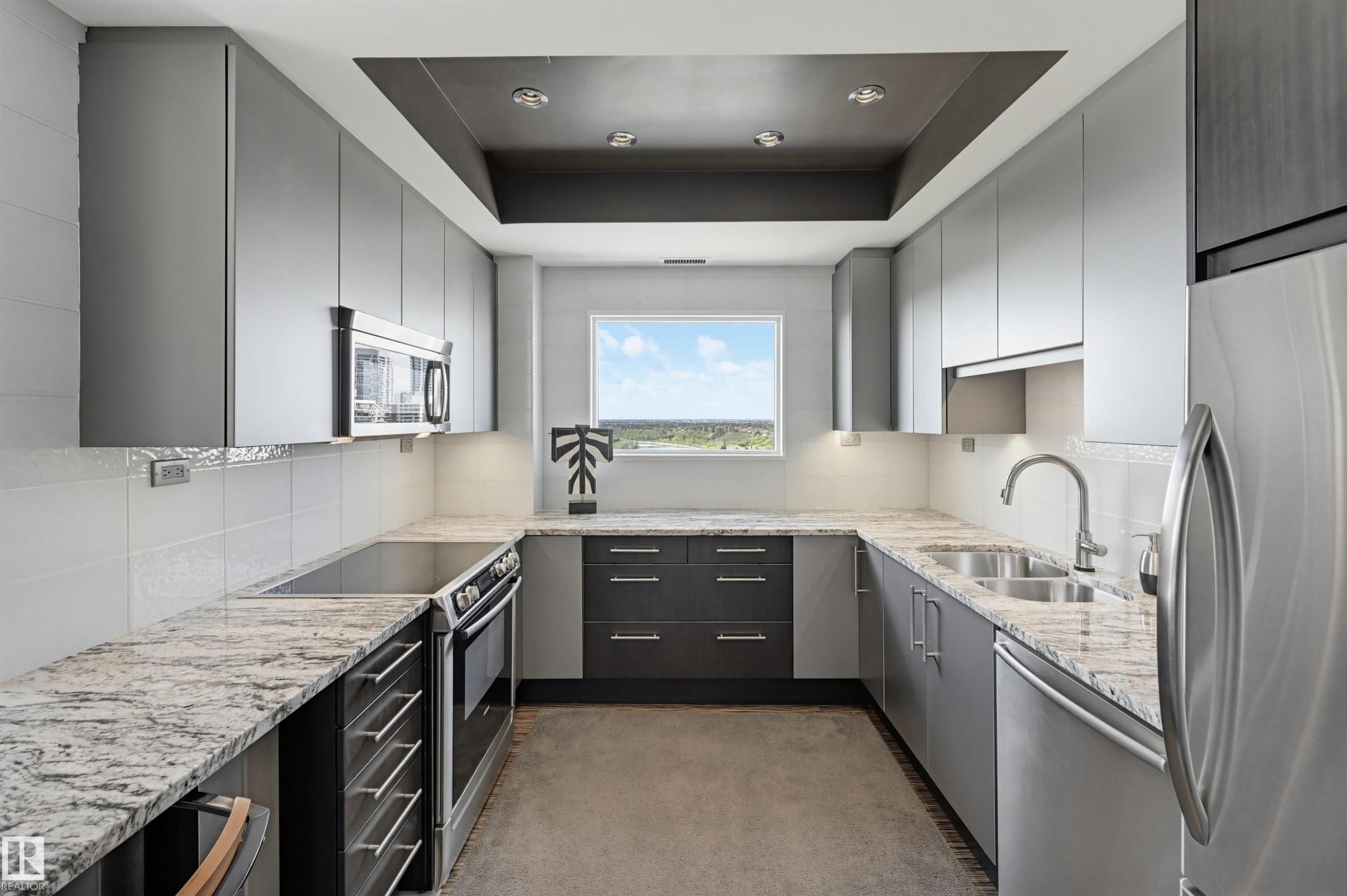 #1704 11503 100 Av Nw, Edmonton, AB - Indoor Photo Showing Kitchen With Double Sink With Upgraded Kitchen