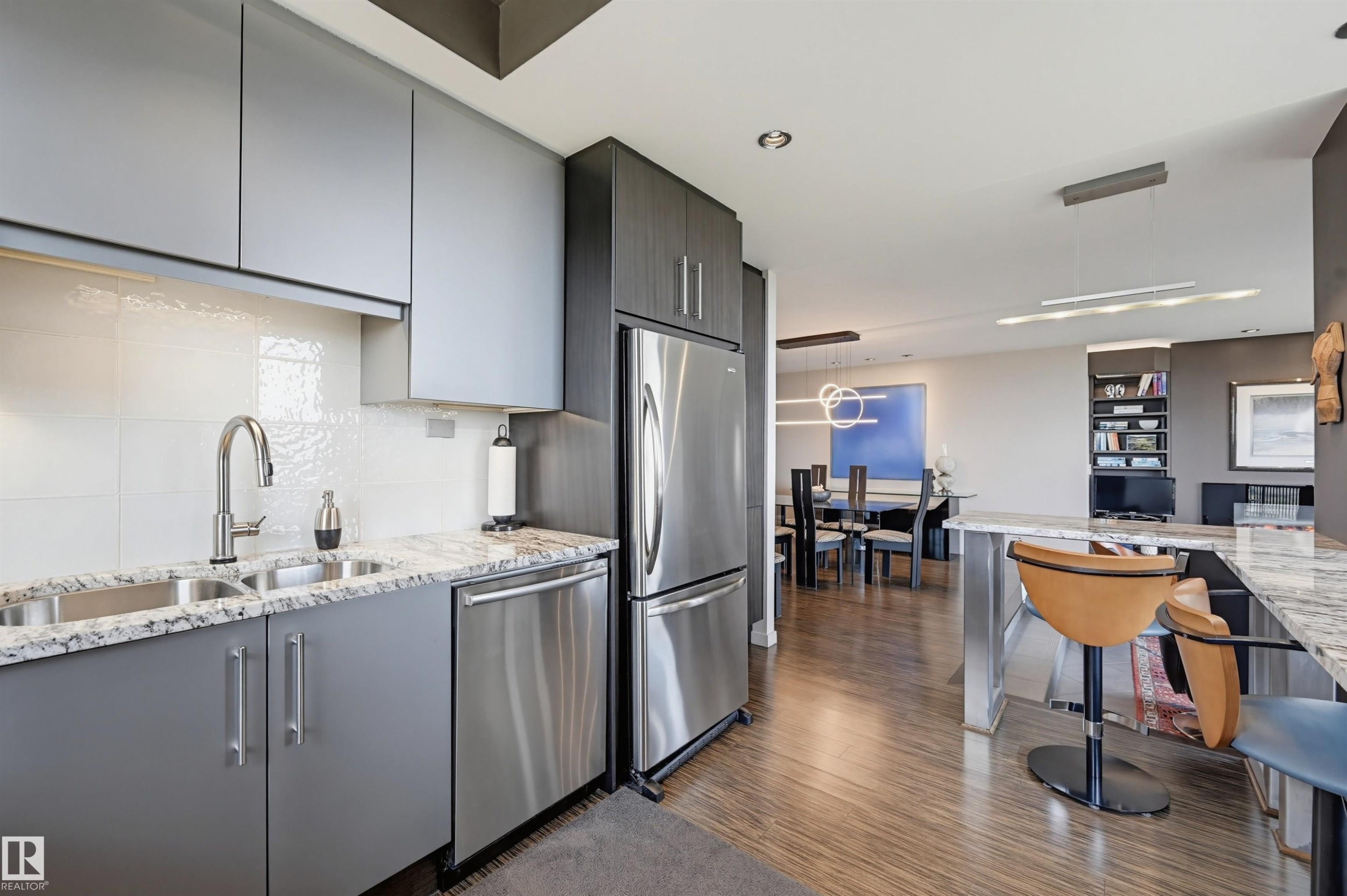 #1704 11503 100 Av Nw, Edmonton, AB - Indoor Photo Showing Kitchen With Double Sink With Upgraded Kitchen
