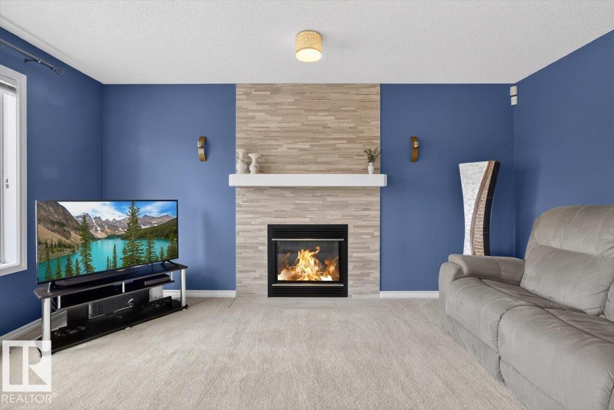 1358 118A Street, Edmonton, AB - Indoor Photo Showing Living Room With Fireplace