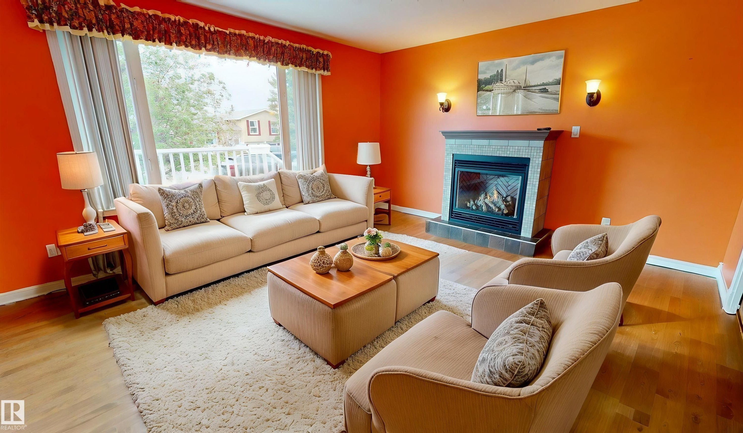 14252 83 Street, Edmonton, AB - Indoor Photo Showing Living Room With Fireplace