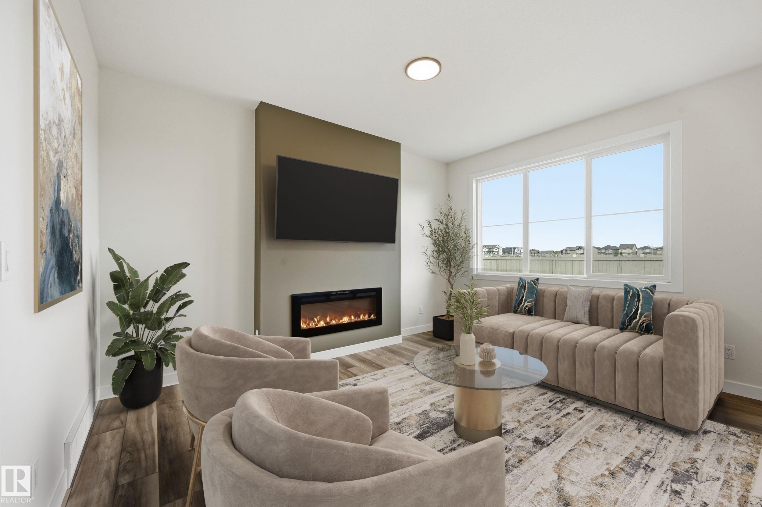 22376 90 Avenue, Edmonton, AB - Indoor Photo Showing Living Room With Fireplace