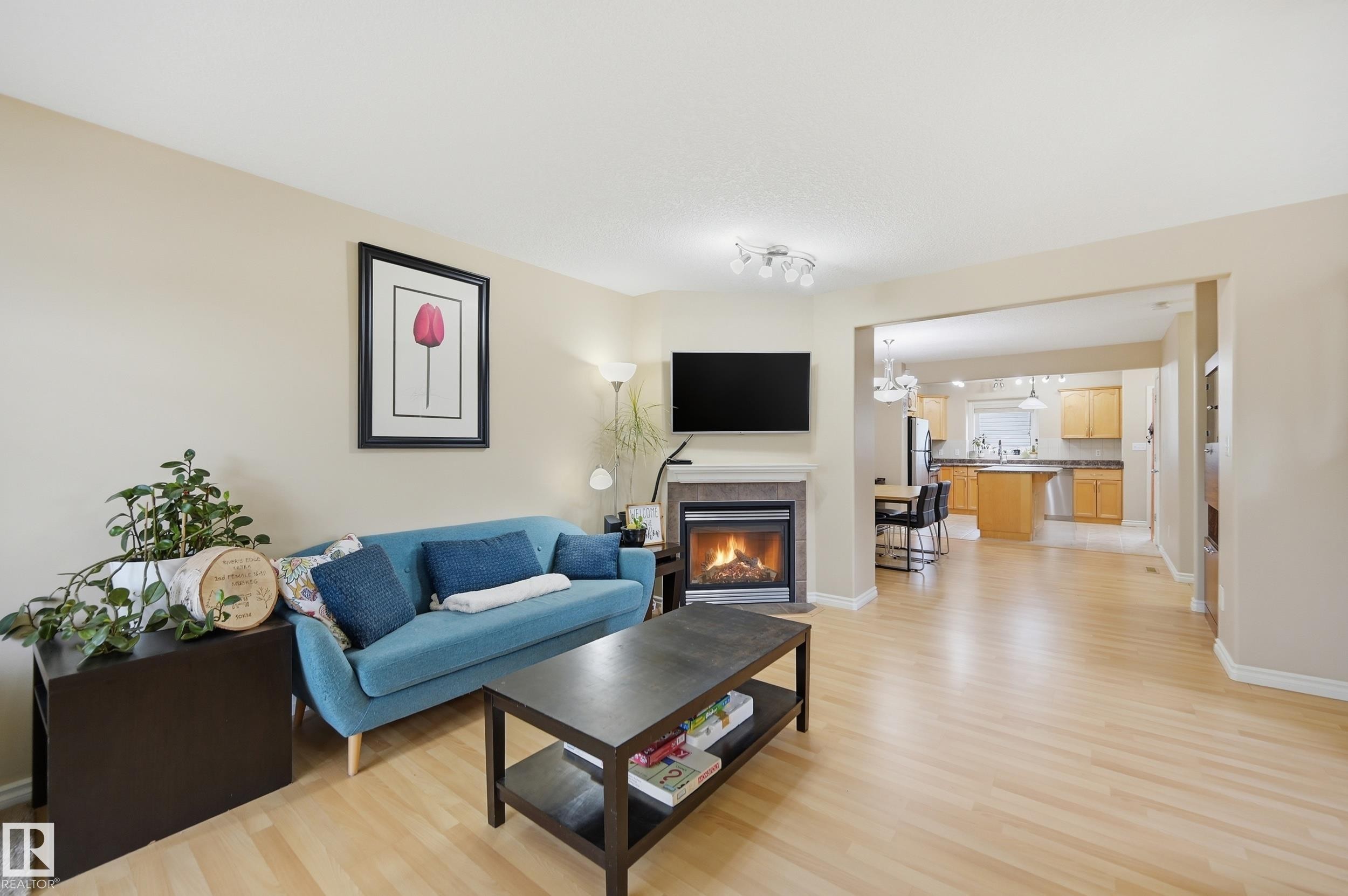 11337 76 Avenue Nw, Edmonton, AB - Indoor Photo Showing Living Room With Fireplace