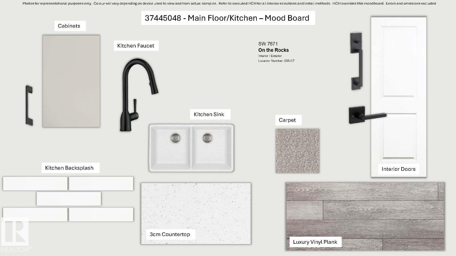 Design Mood Board. Presenting material and finish selections for the property's main floor and kitchen areas - 20512 15 Avenue, Edmonton, AB - Other