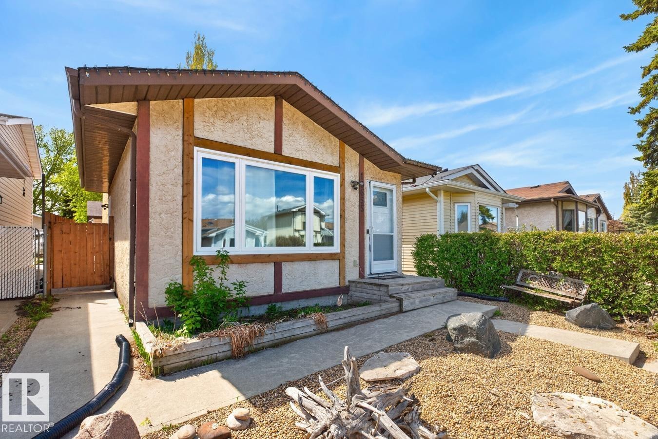 Exterior Front of House with North Facing Front Yard and quiet street in front. - 18655 61 Avenue, Edmonton, AB - Outdoor