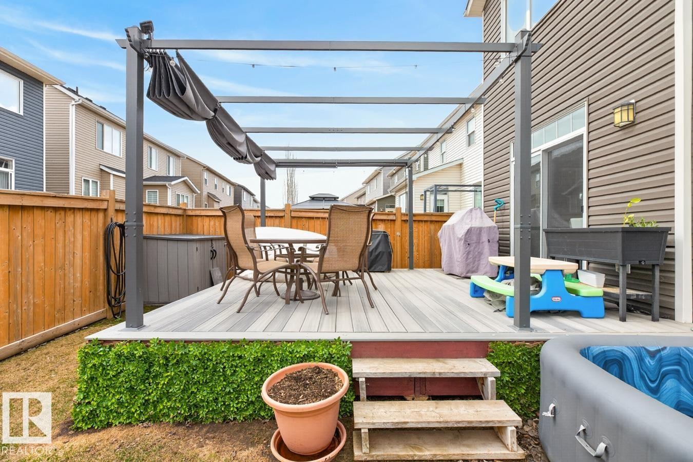 Fully fenced South East Facing backyard featuring Composite Deck - 20023 17A Avenue, Edmonton, AB - Outdoor With Deck Patio Veranda With Exterior