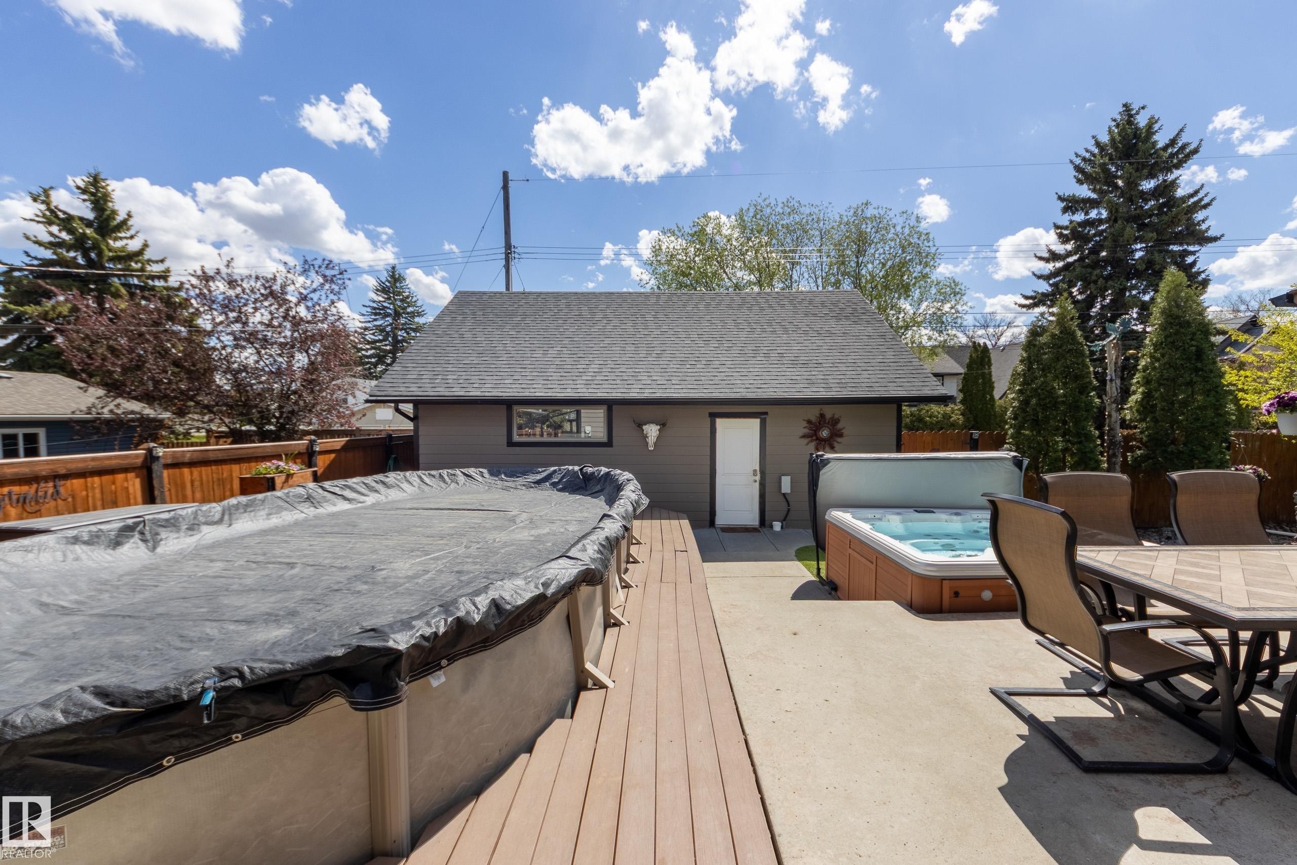 10811 67 Street, Edmonton, AB - Outdoor With Above Ground Pool With Deck Patio Veranda